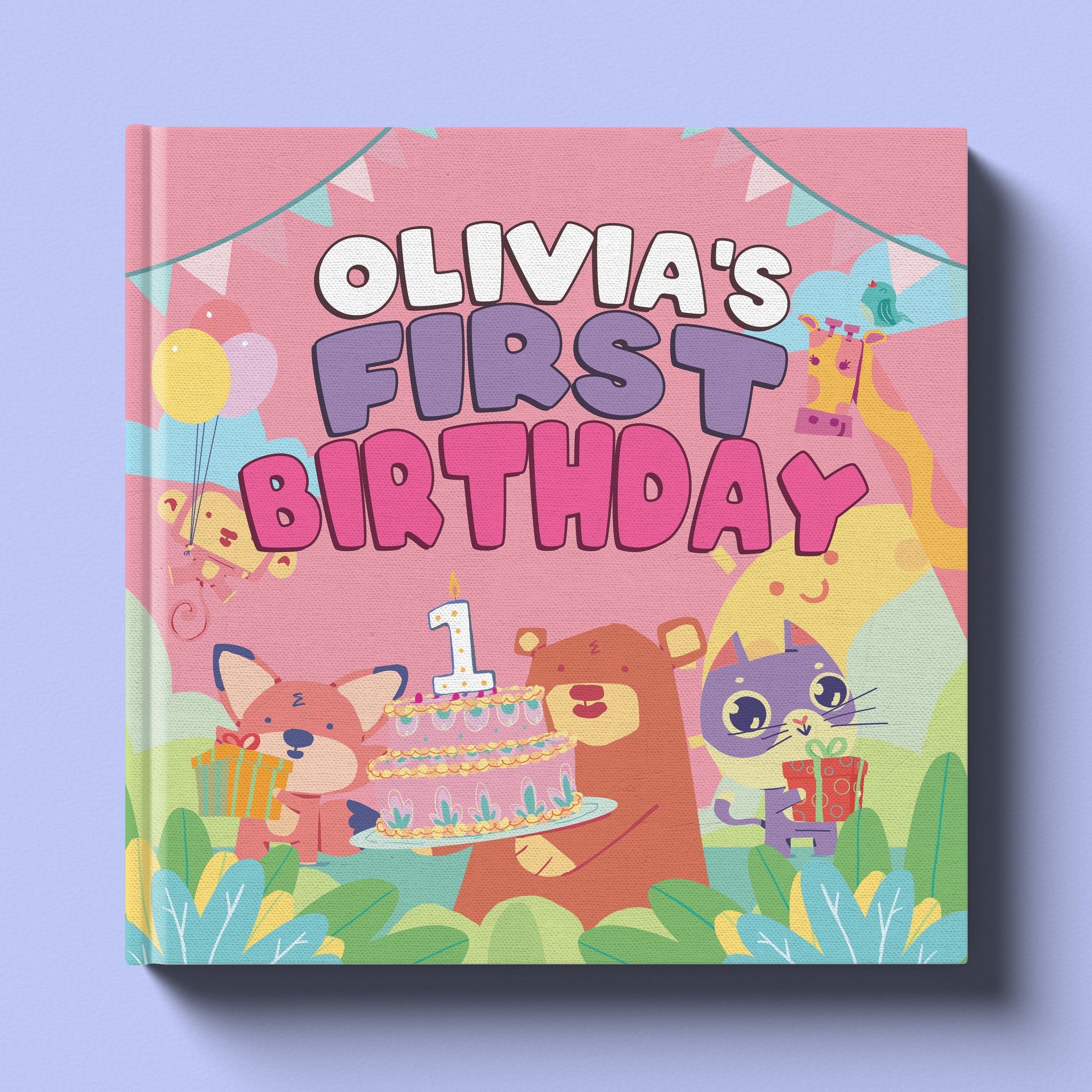 Cover of First Birthday Pink, a personalized milestone keepsake book