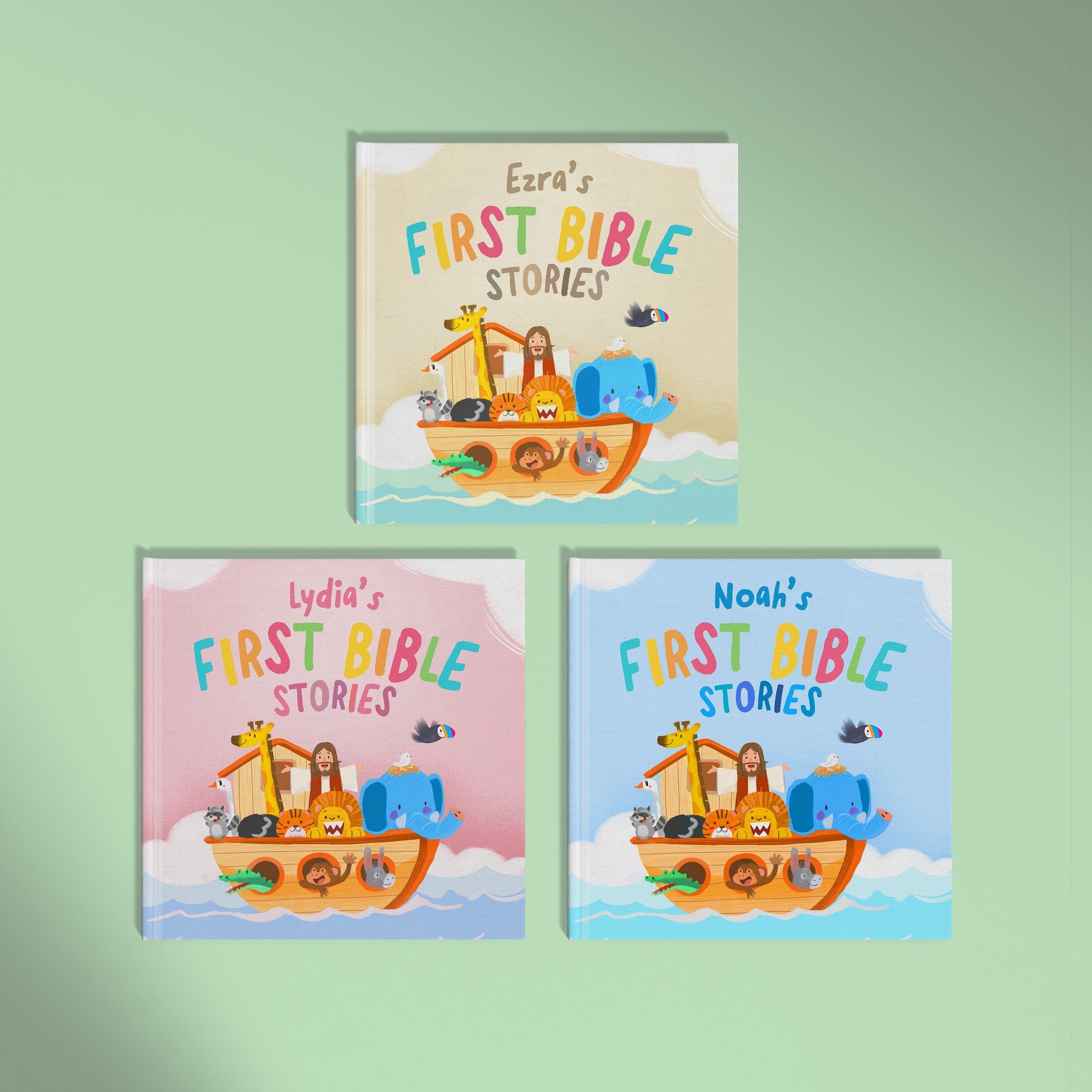 Inside page from First Bible Stories Yellow, a personalized faith storybook
