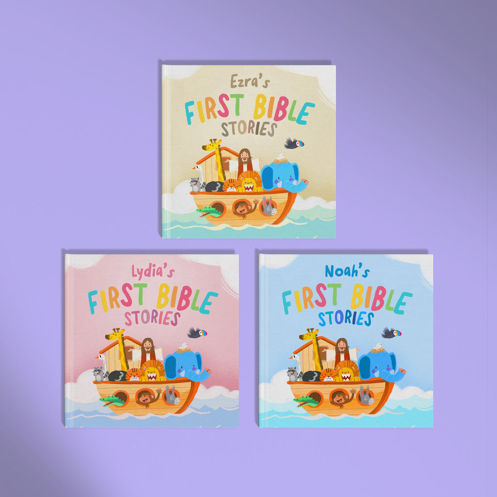 Inside page from First Bible Stories Pink, a personalized faith storybook