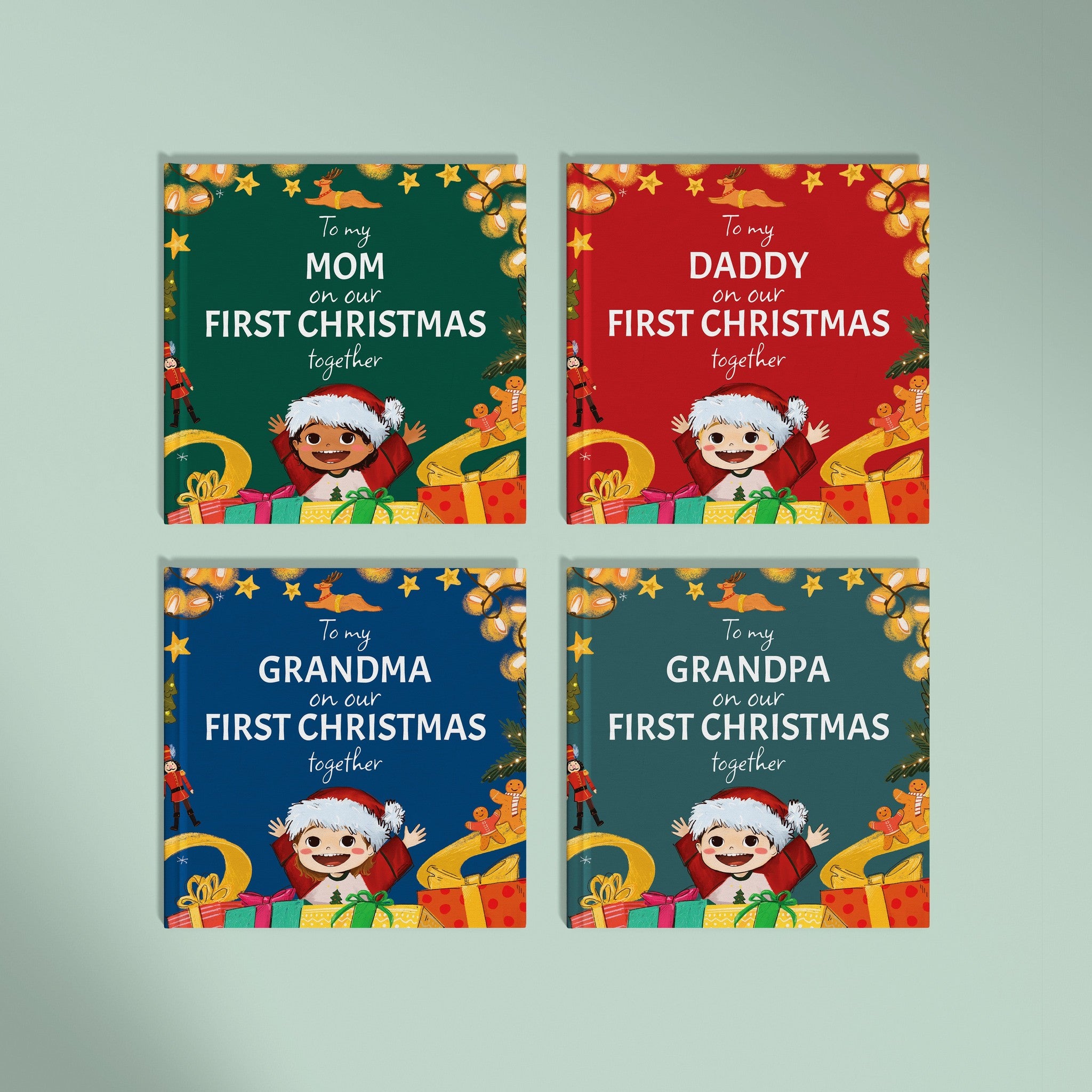 Inside page from On Our First Christmas Grandma, a personalized holiday storybook