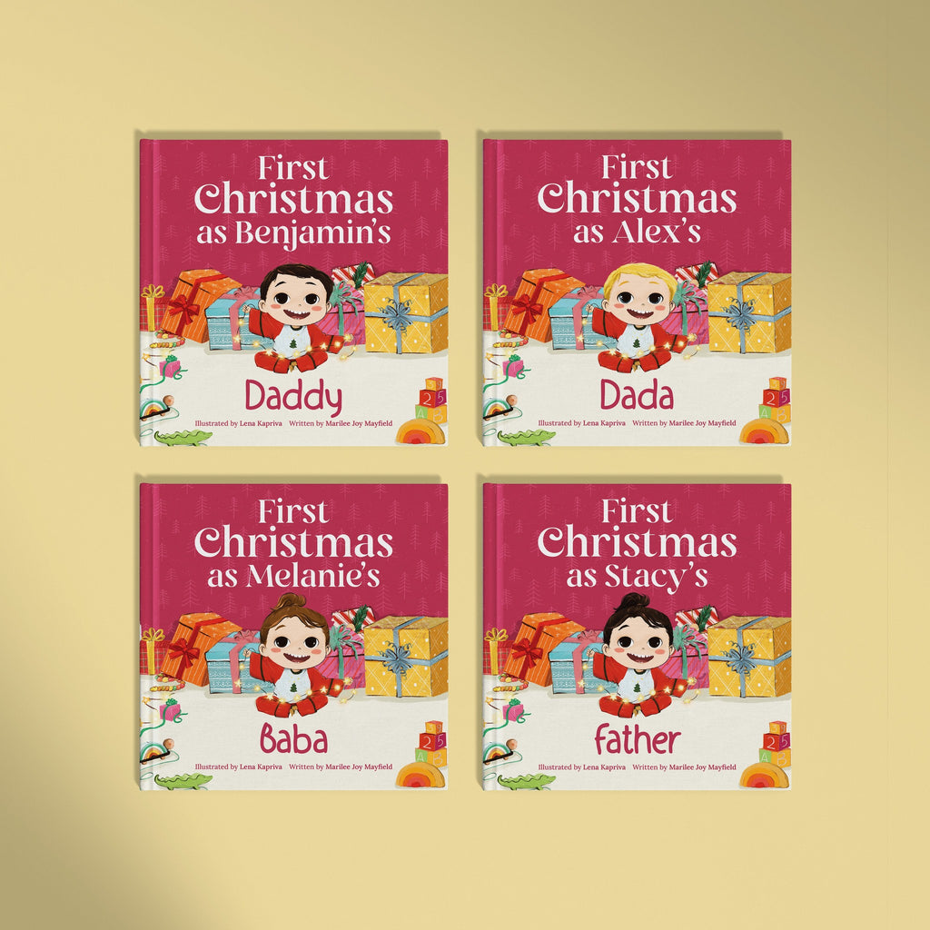 Inside page from First Christmas as Daddy, a personalized holiday storybook