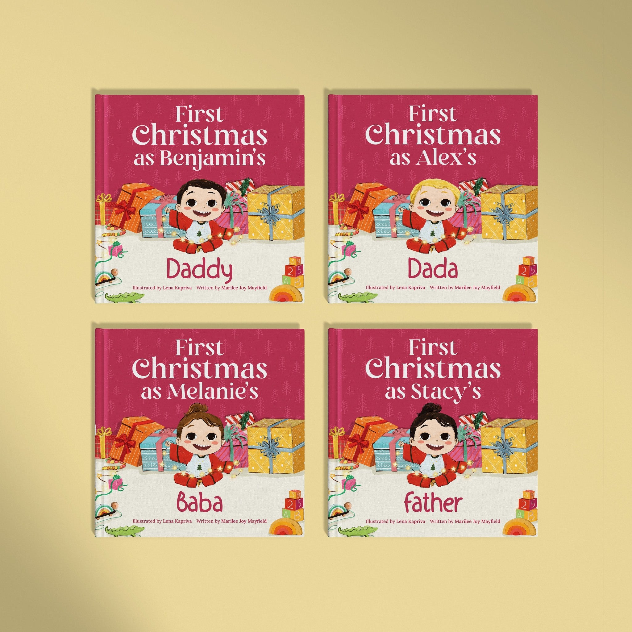 Inside page from First Christmas as Daddy, a personalized holiday storybook