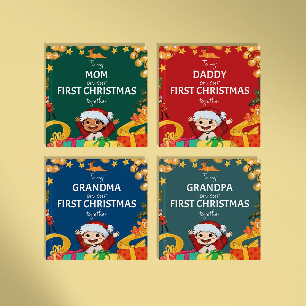 Inside page from On Our First Christmas Grandpa, a personalized holiday storybook