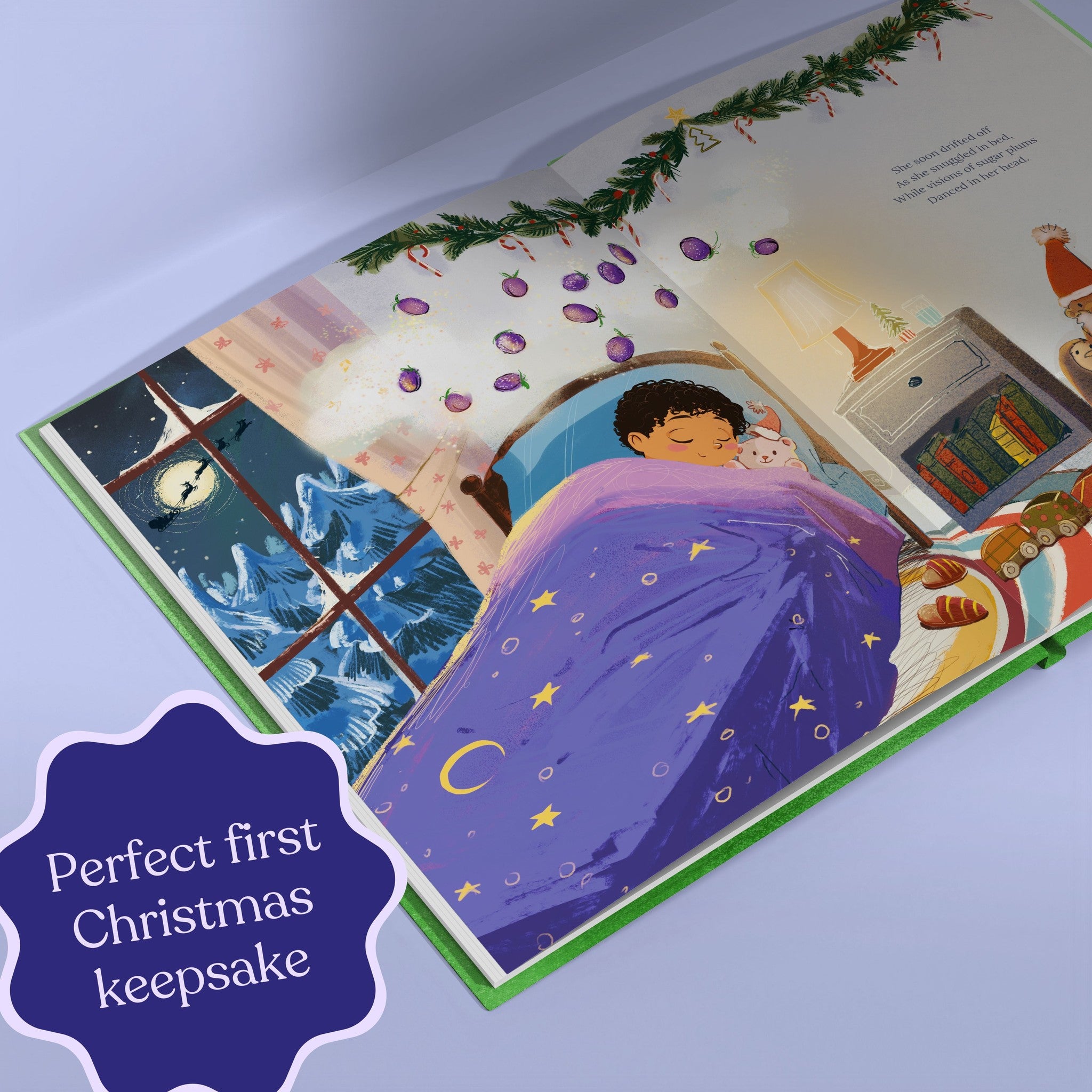 Inside page from The Night Before Christmas, a personalized holiday storybook
