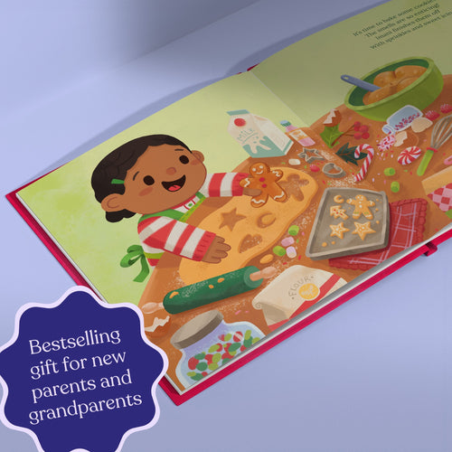 Inside page from Baby's First Christmas, a personalized holiday storybook