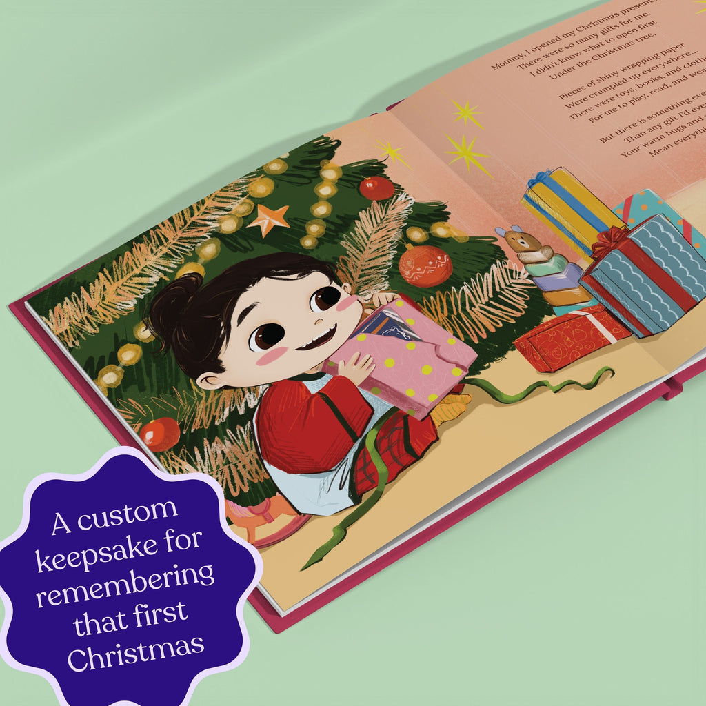 Inside page from First Christmas as Mommy, a personalized holiday storybook
