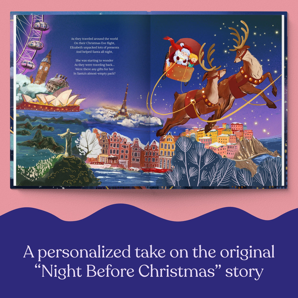 Inside page from The Night Before Christmas, a personalized holiday storybook