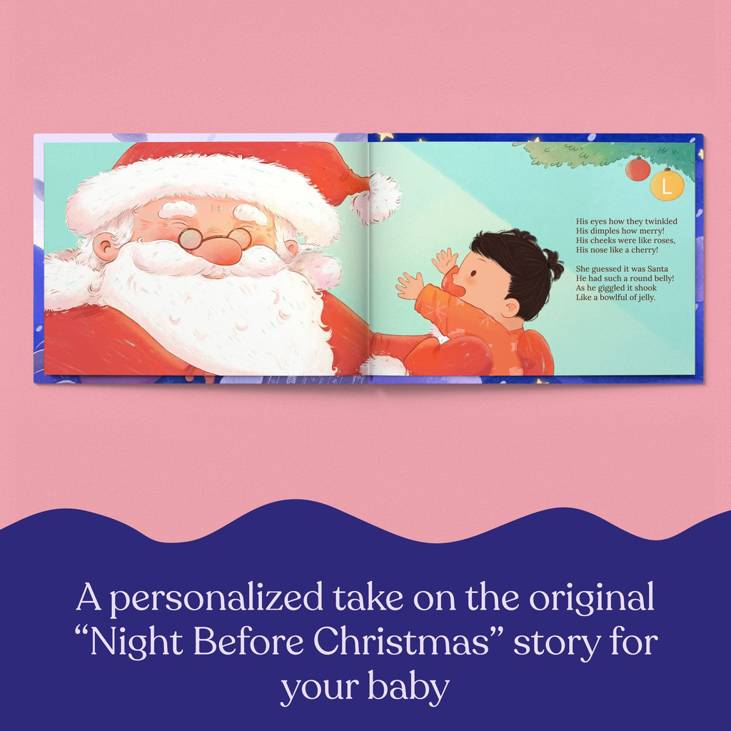 Inside page from Your First Night Before Christmas, a personalized holiday storybook