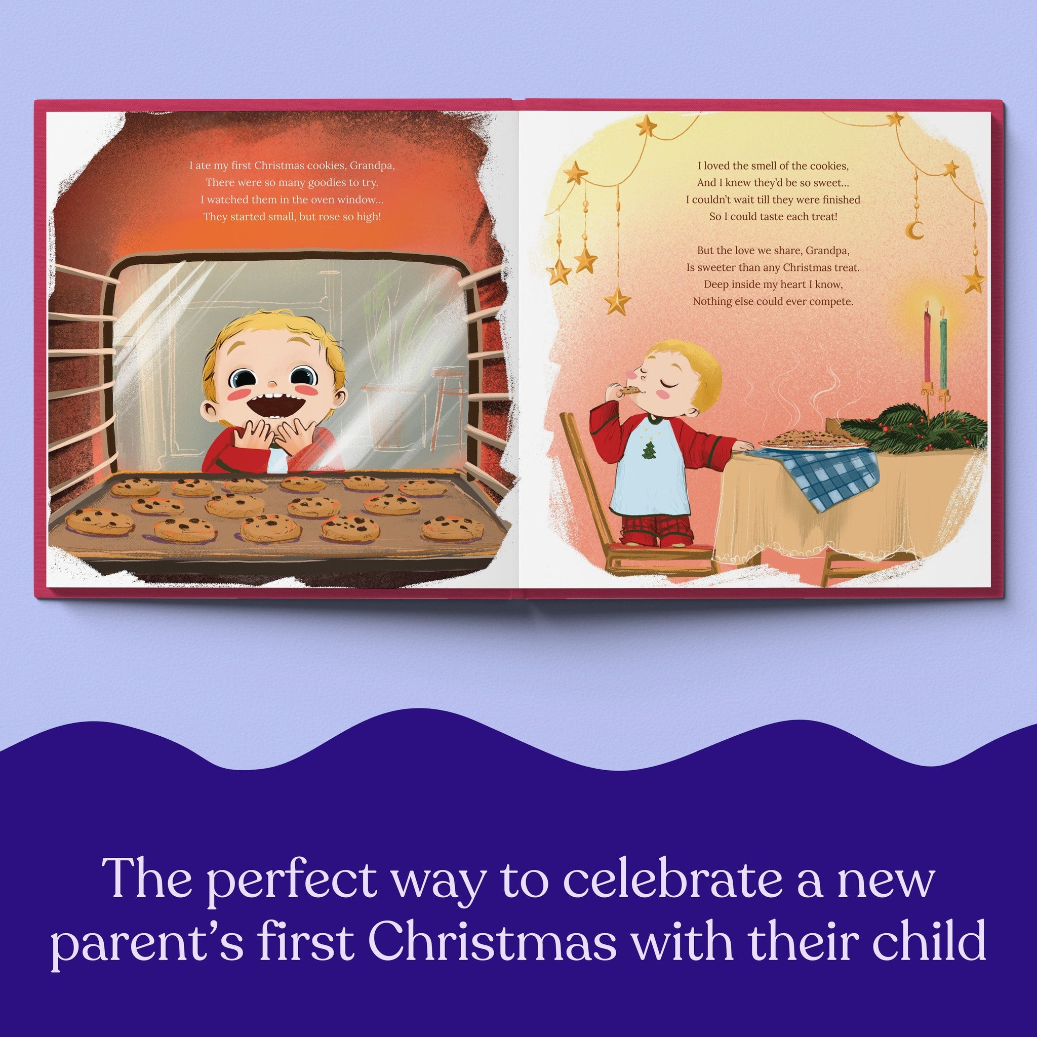 Inside page from First Christmas as Grandpa, a personalized holiday storybook