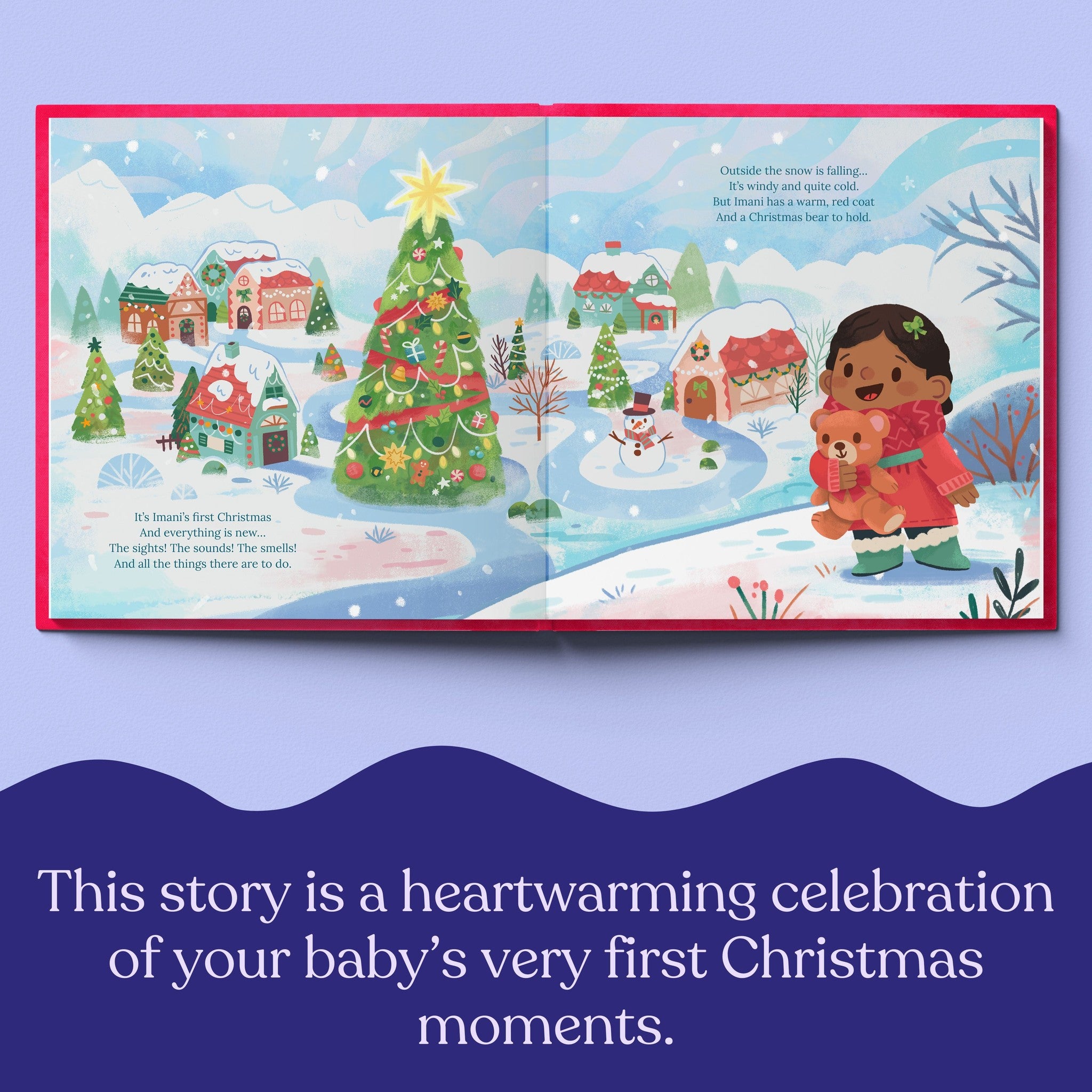 Inside page from Baby's First Christmas, a personalized holiday storybook
