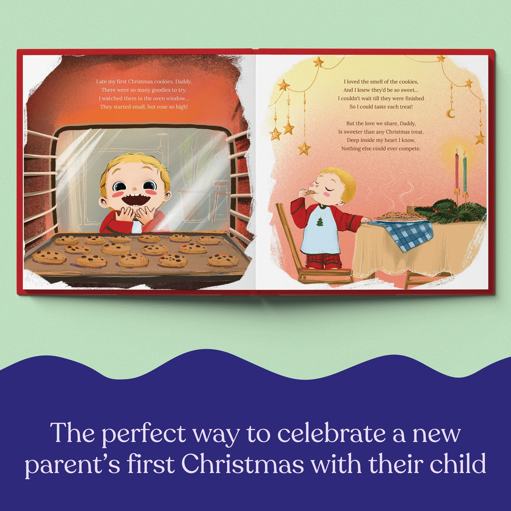 Inside page from On Our First Christmas Daddy, a personalized holiday storybook