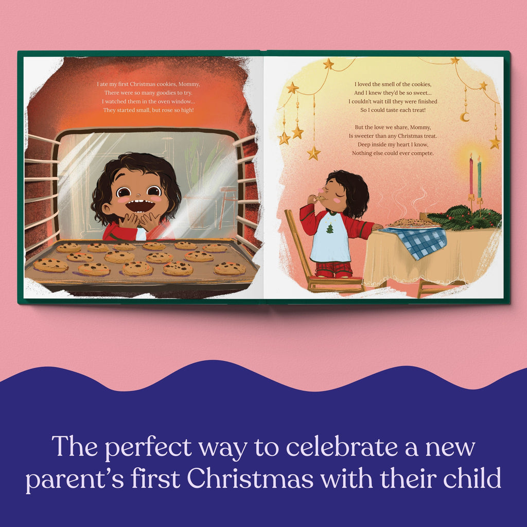Inside page from On Our First Christmas Mommy, a personalized holiday storybook