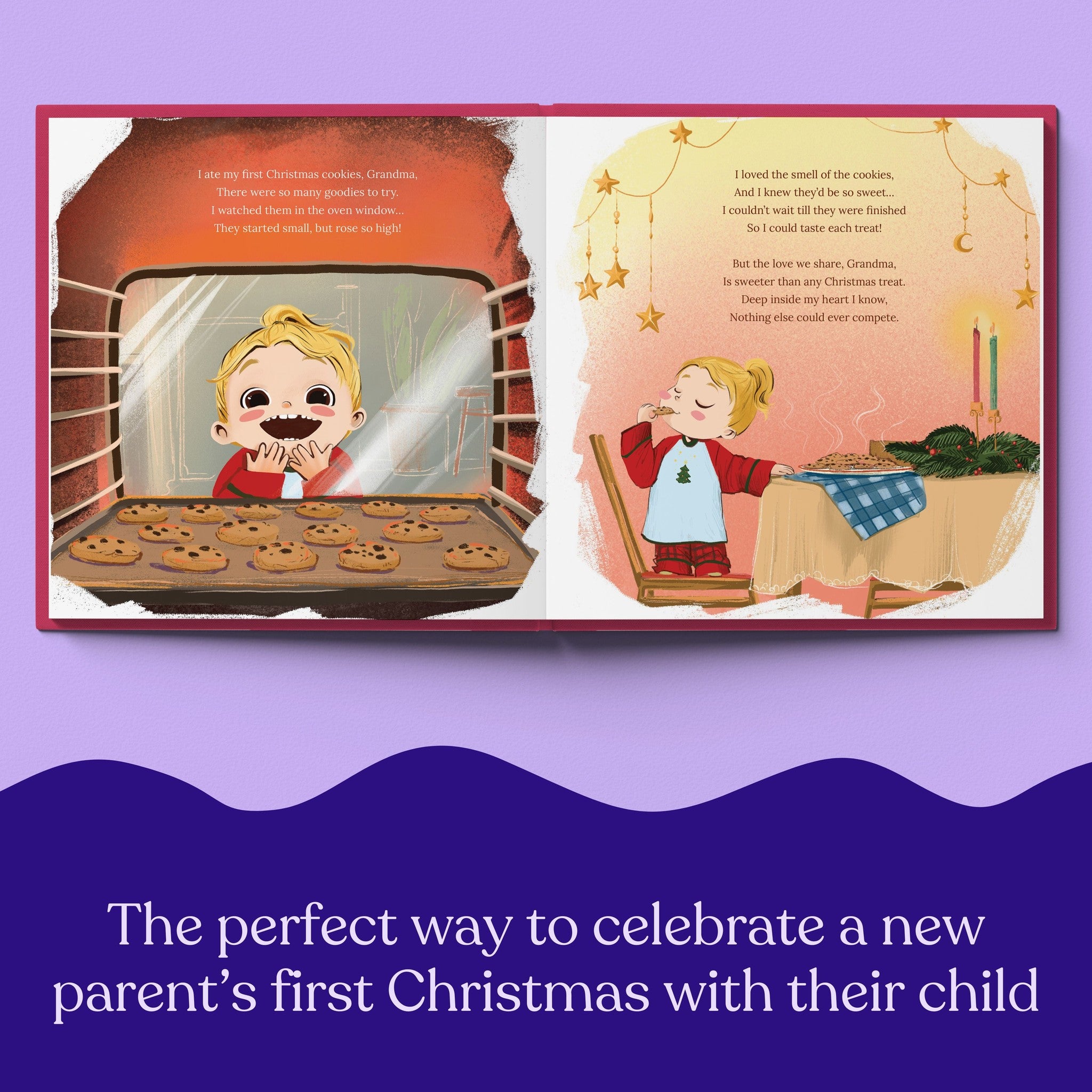 Inside page from First Christmas as Grandma, a personalized holiday storybook