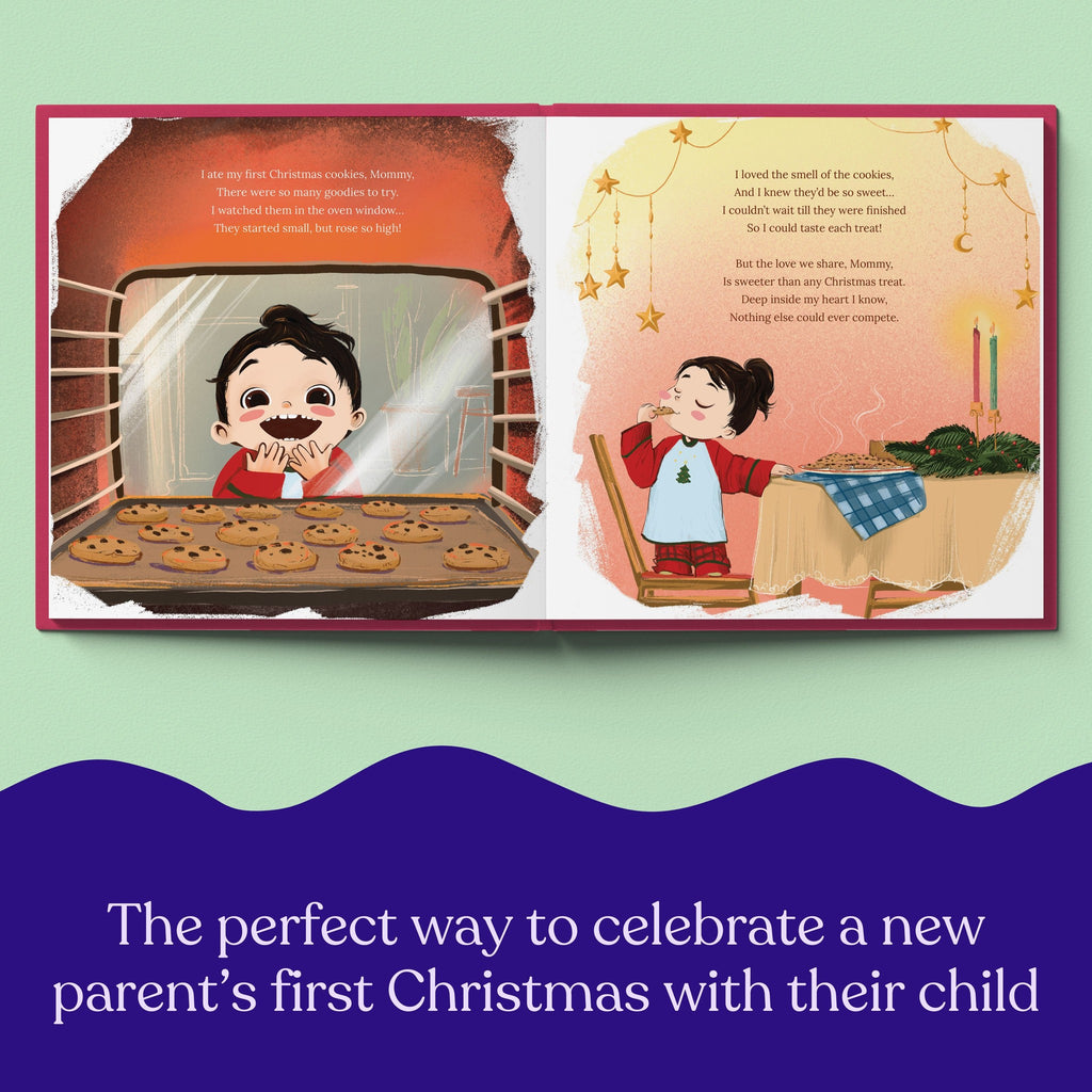 Inside page from First Christmas as Mommy, a personalized holiday storybook