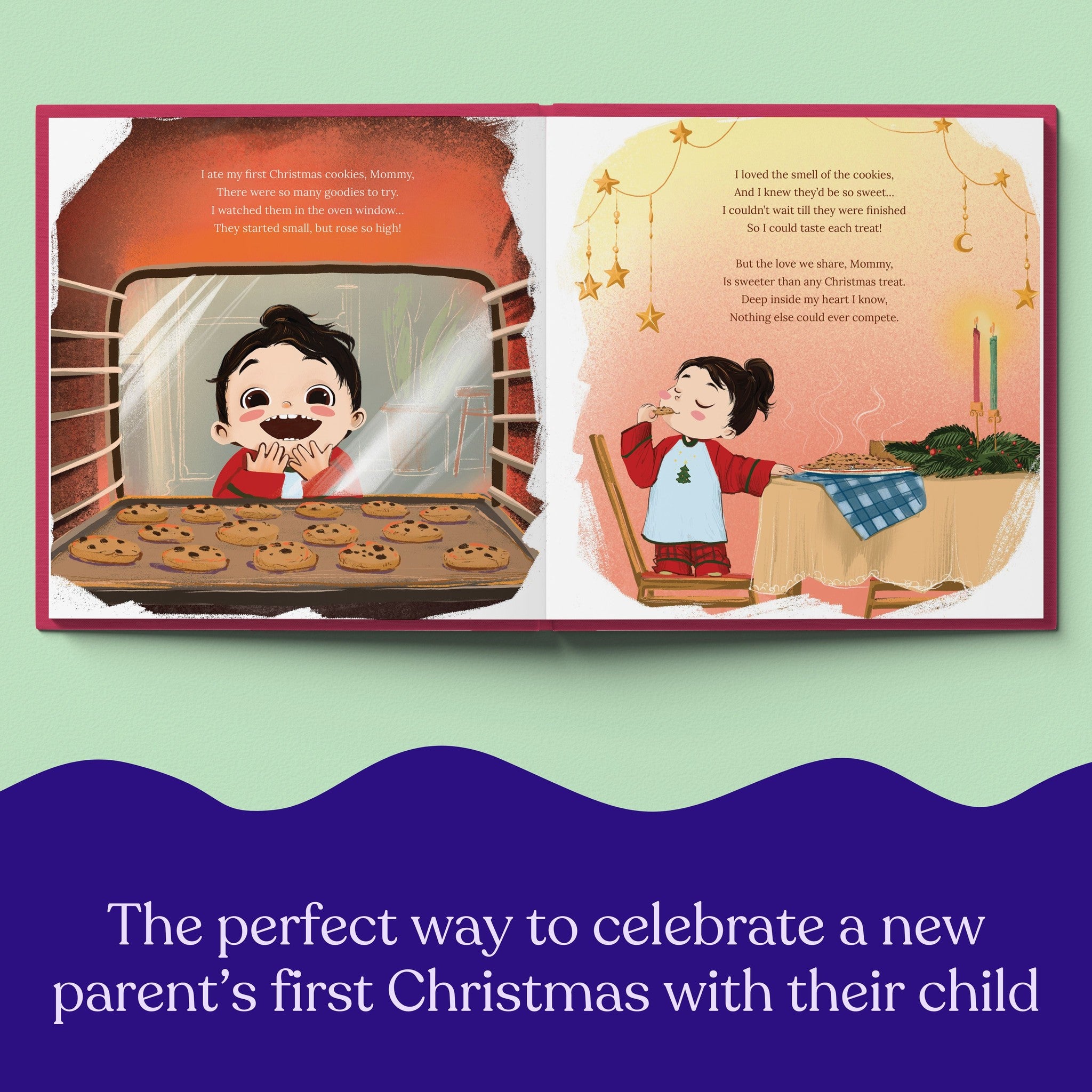 Inside page from First Christmas as Mommy, a personalized holiday storybook