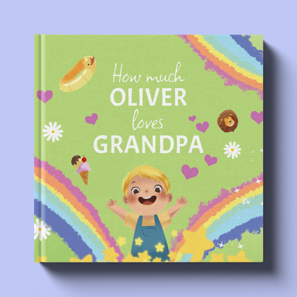 Cover of How Much I Love Grandpa, a personalized keepsake storybook