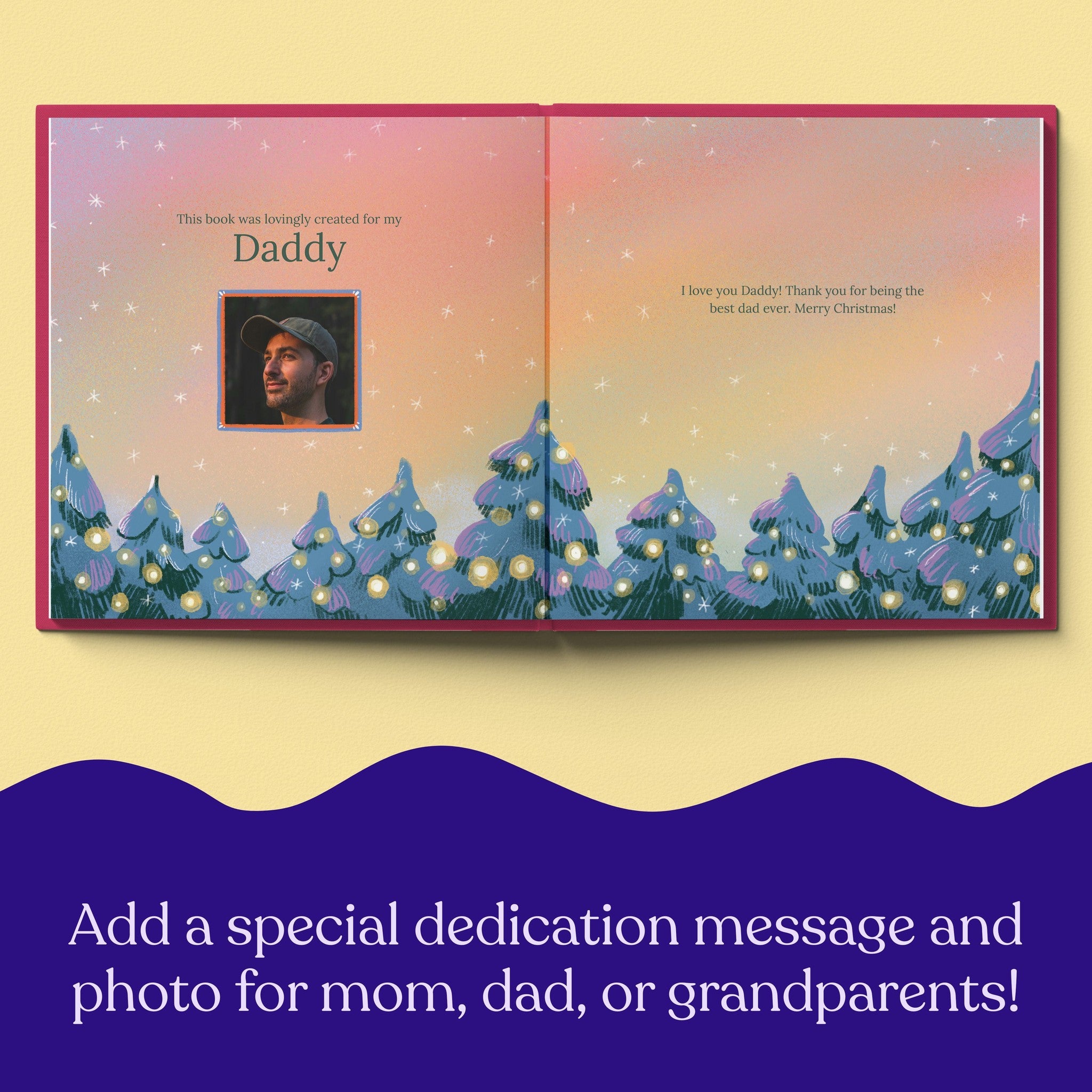 Inside page from First Christmas as Daddy, a personalized holiday storybook