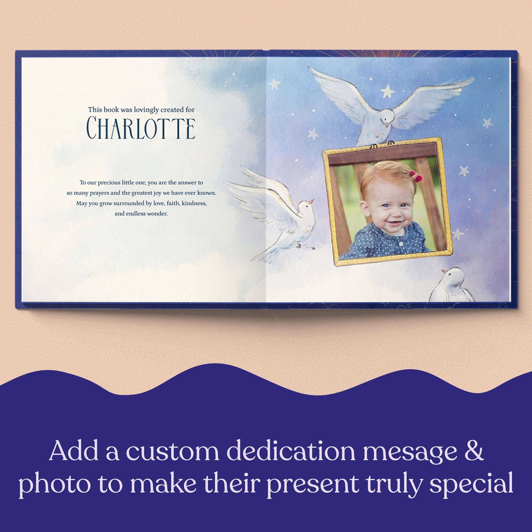 Inside page from God Gave Us You, a personalized faith storybook