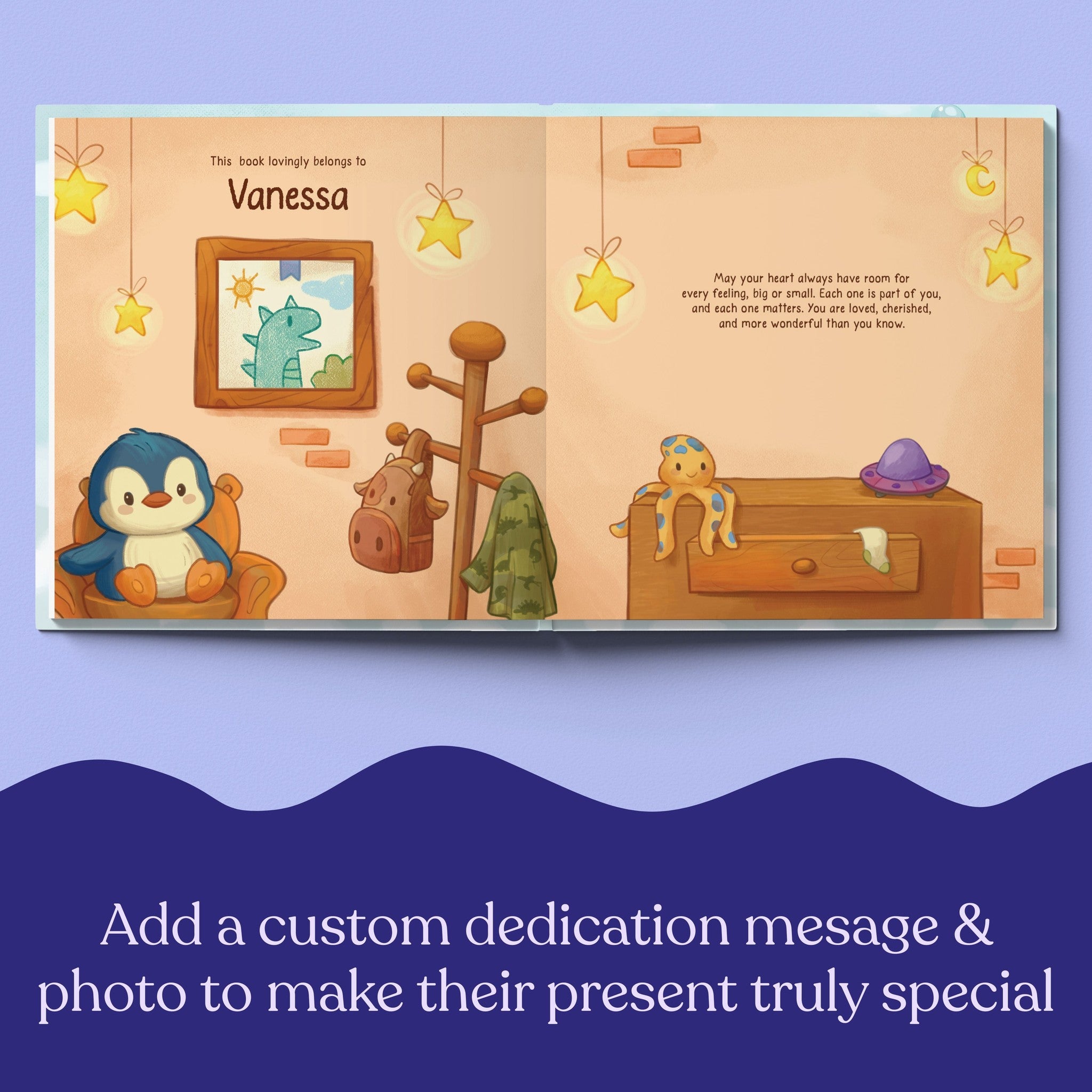Inside page from I Spy You, a personalized illustrated adventure book