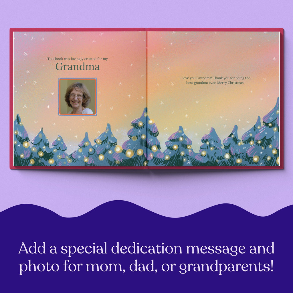 Inside page from First Christmas as Grandma, a personalized holiday storybook