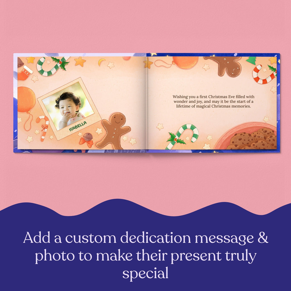Inside page from Your First Night Before Christmas, a personalized holiday storybook
