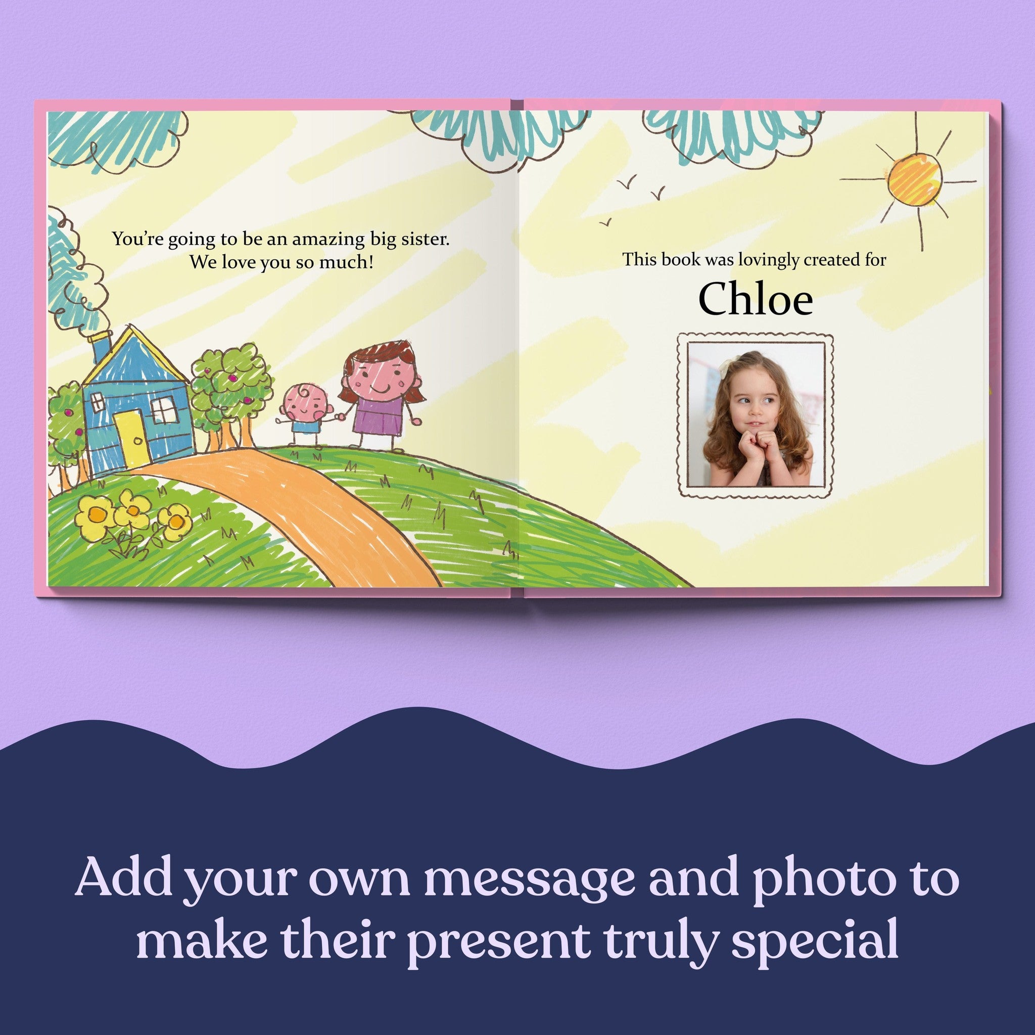 Inside page from The Best Big Sister Ever, a personalized keepsake storybook