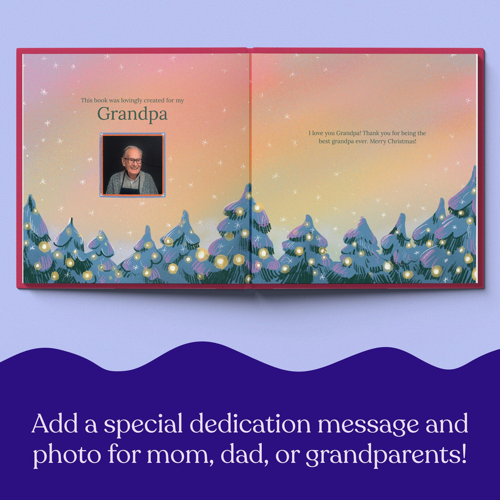Inside page from First Christmas as Grandpa, a personalized holiday storybook
