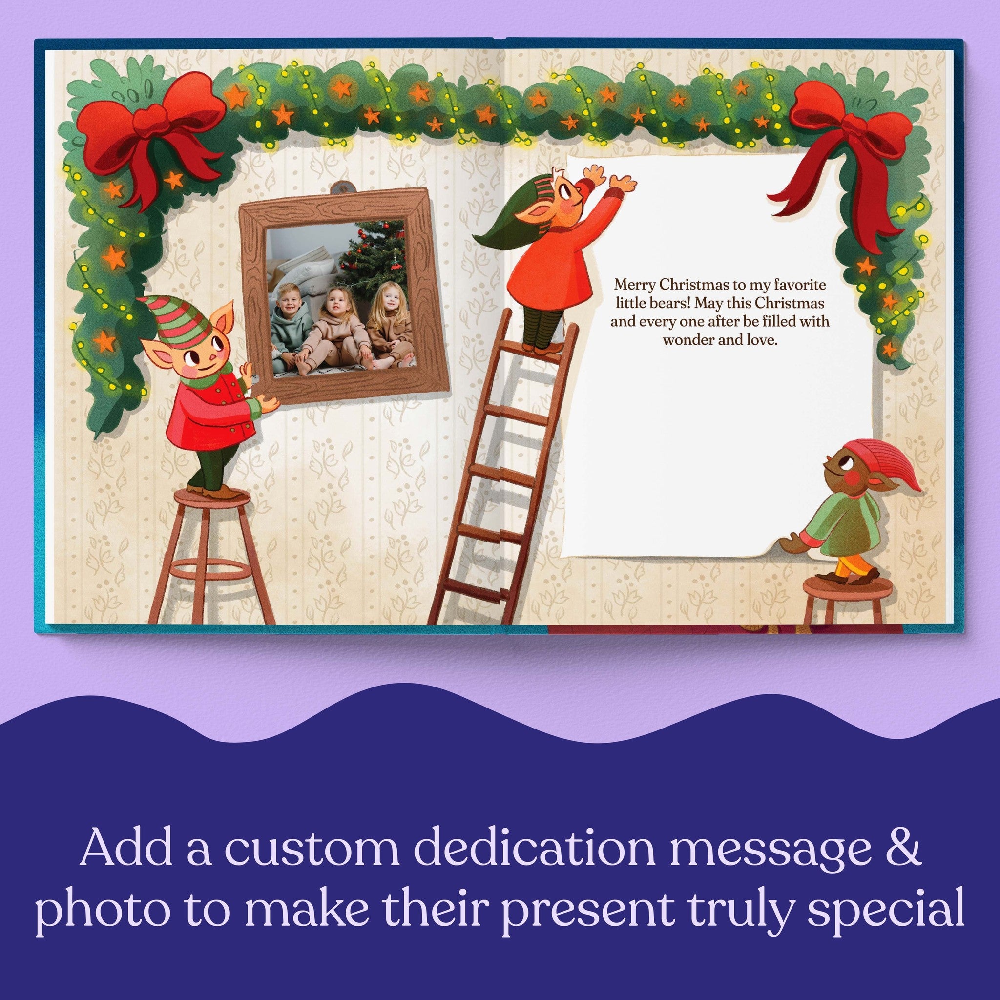 Inside page from Your Family's Night Before Christmas, a personalized holiday storybook