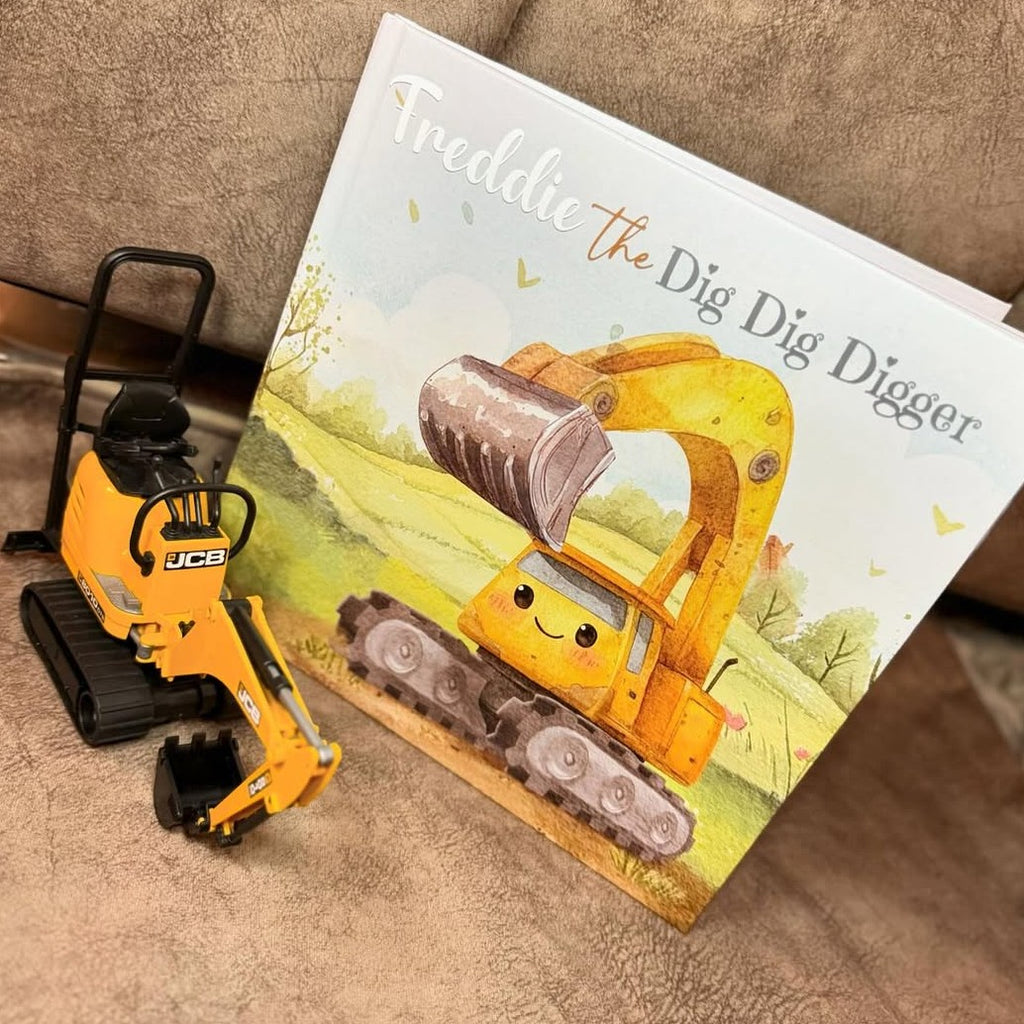 Inside page from The Dig Dig Digger, a personalized illustrated adventure book