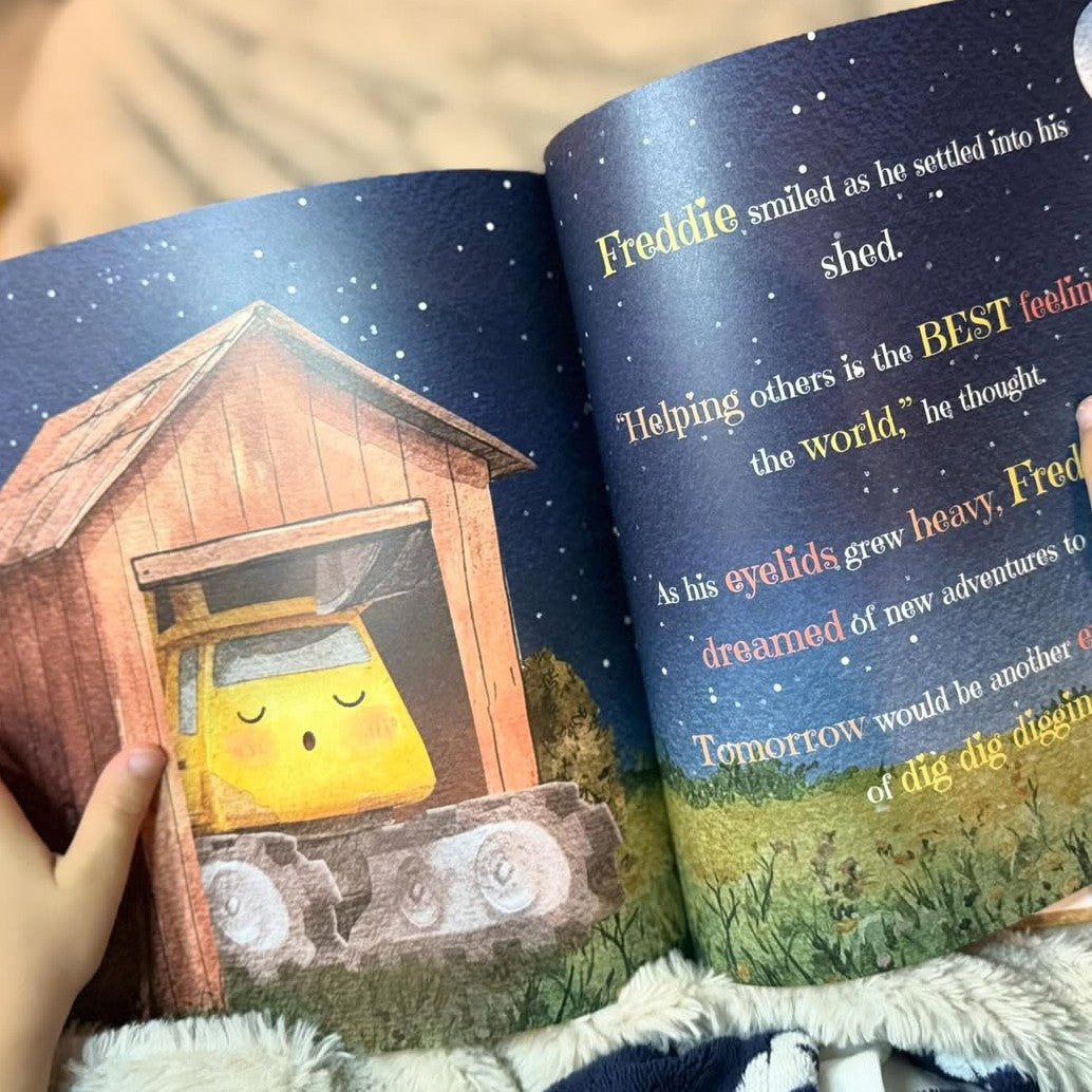 Inside page from The Dig Dig Digger, a personalized illustrated adventure book