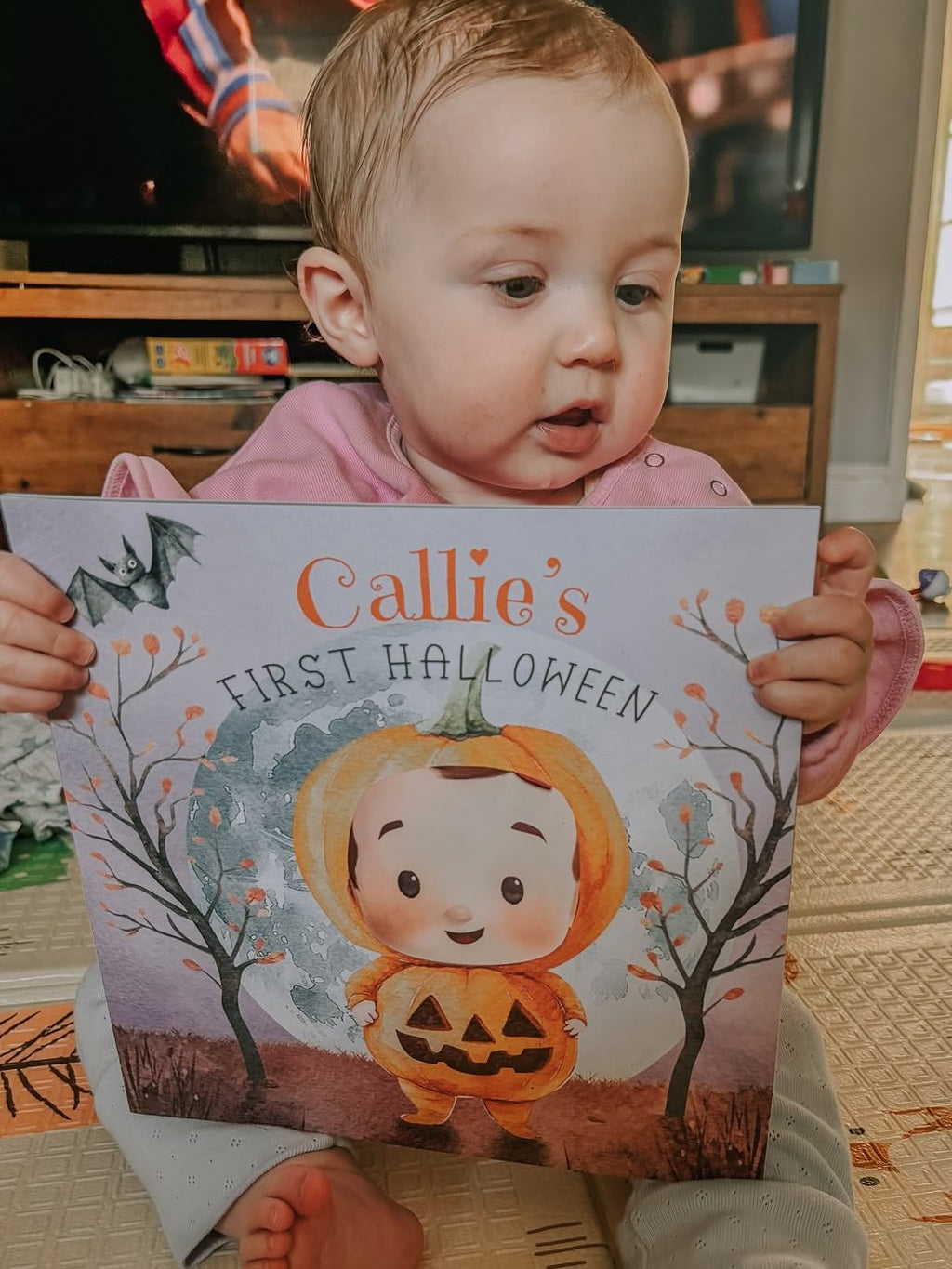 Inside page from First Halloween, a personalized holiday storybook