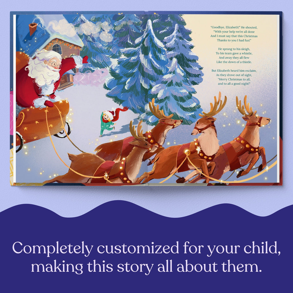 Inside page from The Night Before Christmas, a personalized holiday storybook