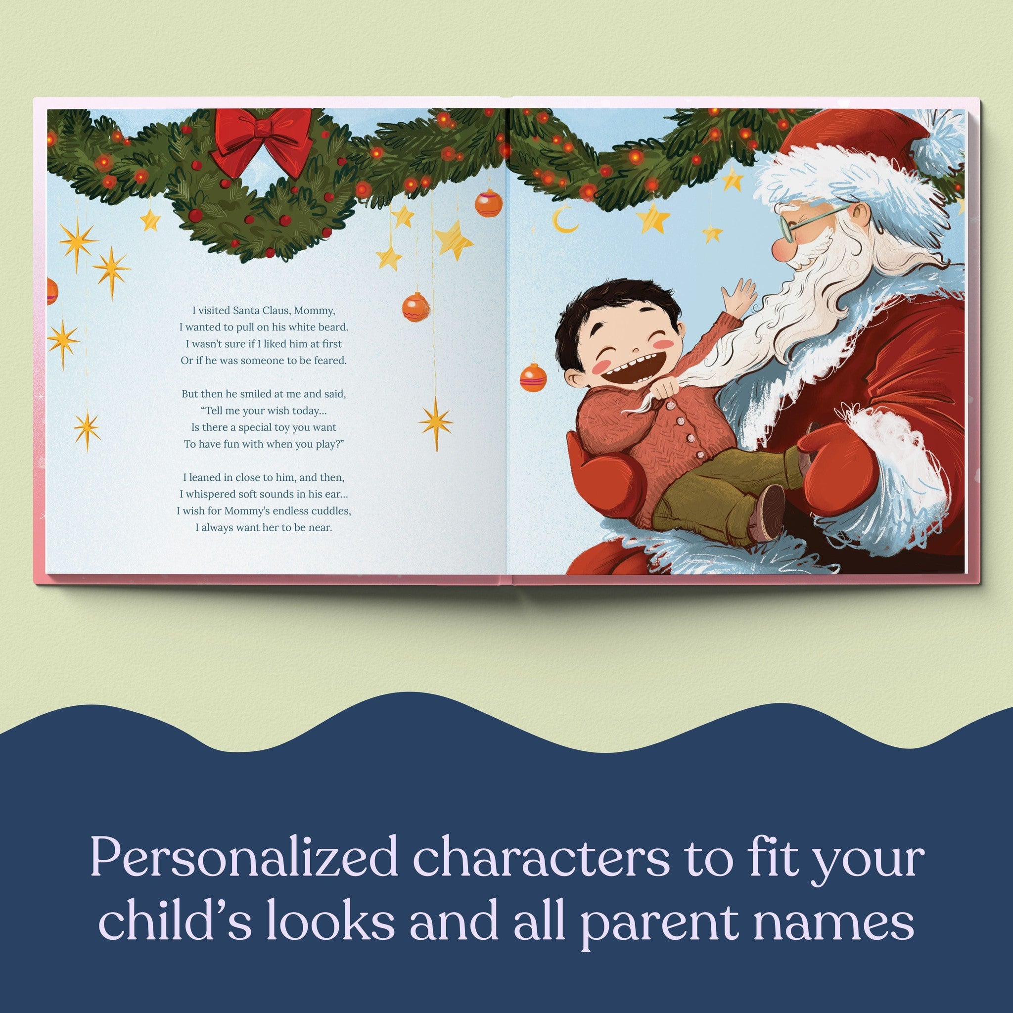 Inside page from My First Christmas with Mommy, a personalized holiday storybook