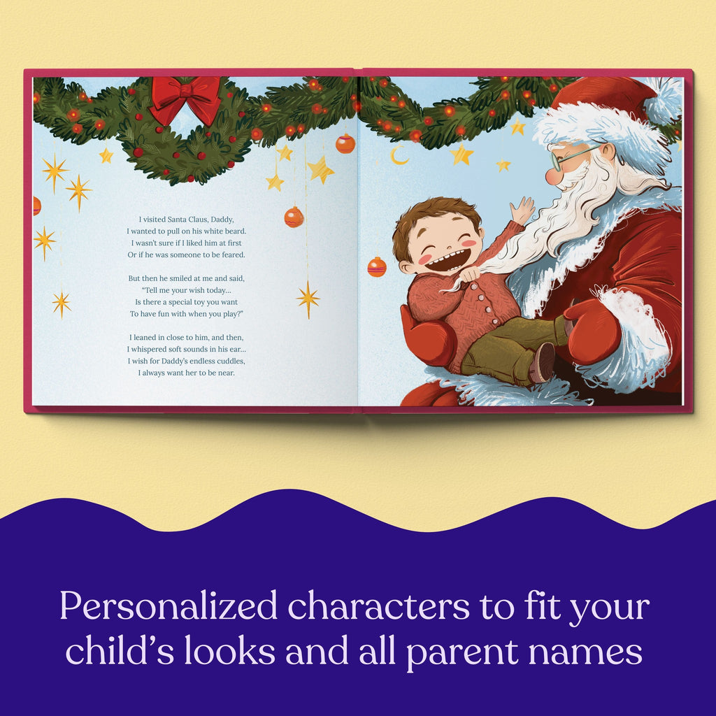 Inside page from First Christmas as Daddy, a personalized holiday storybook
