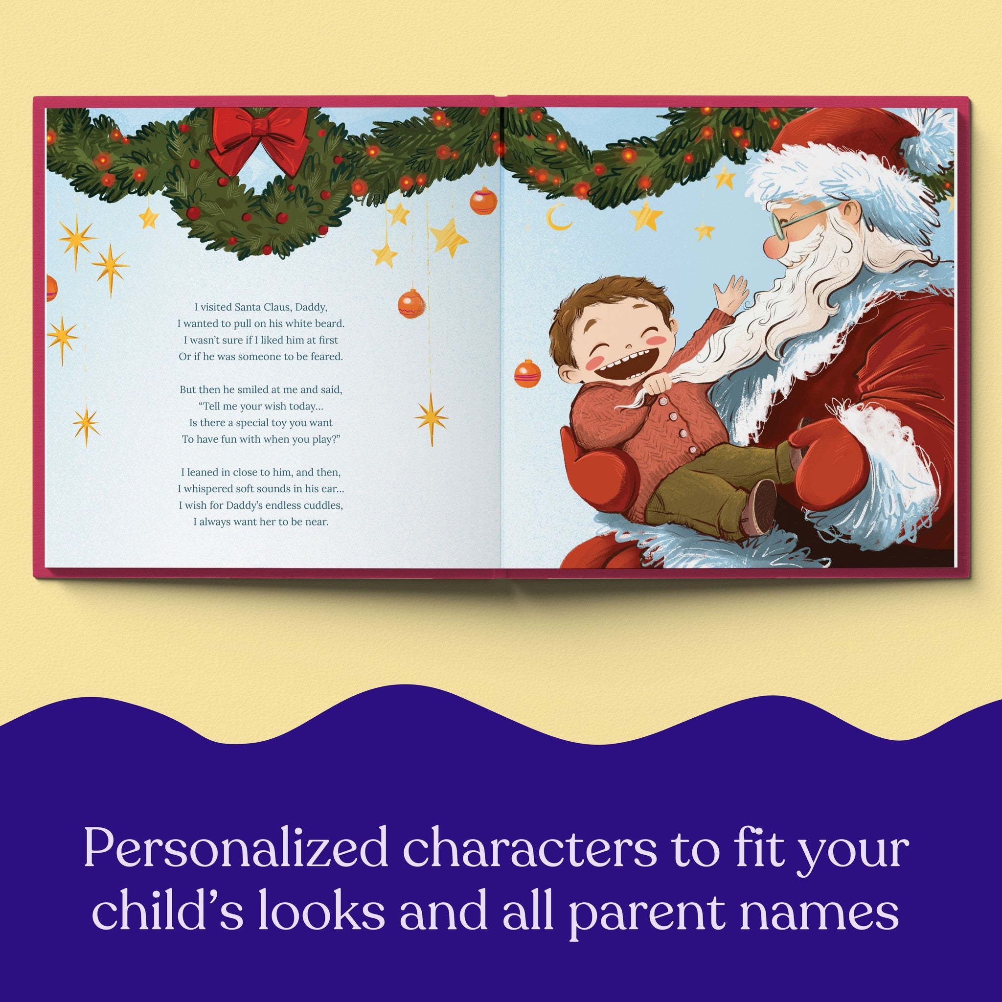 Inside page from First Christmas as Daddy, a personalized holiday storybook