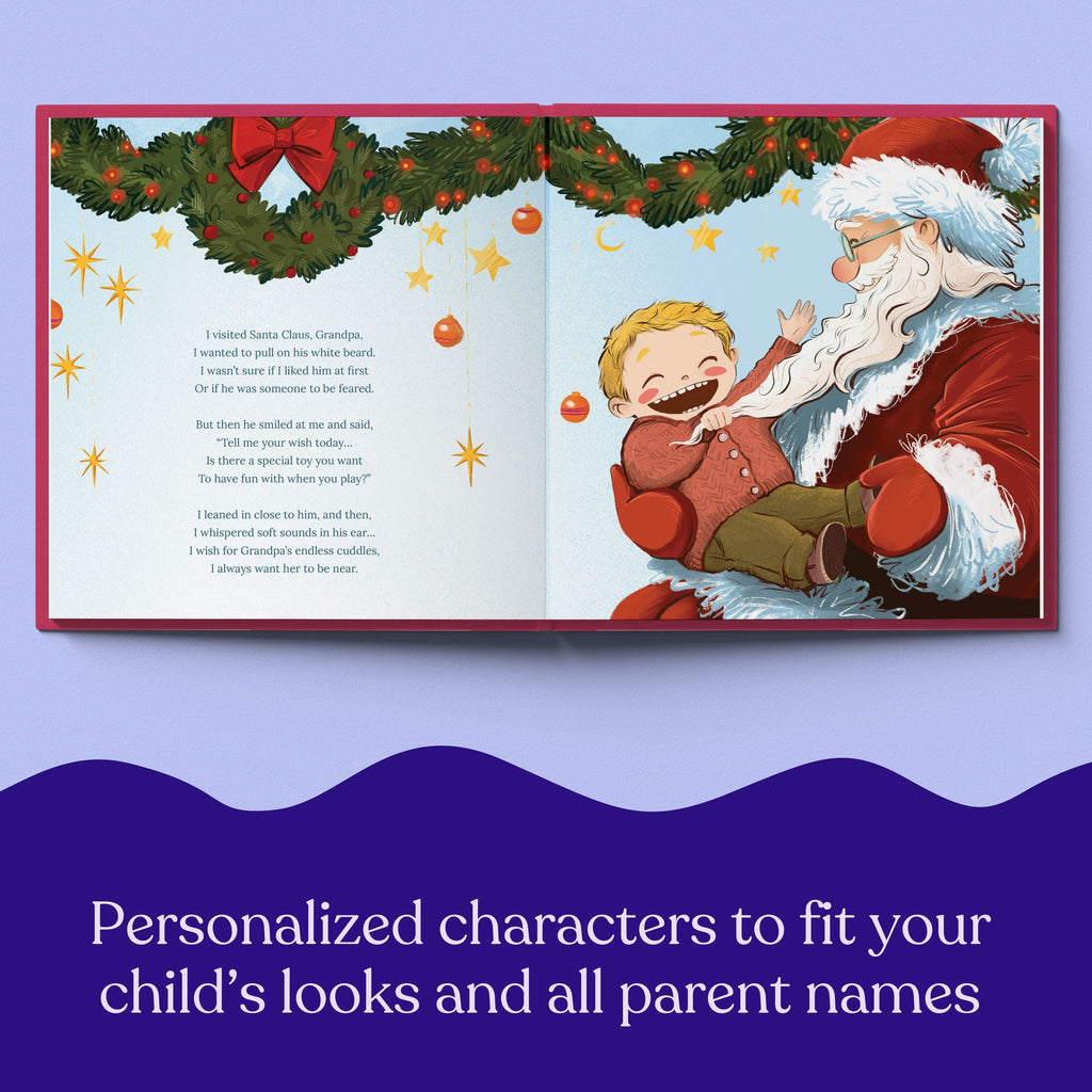 Inside page from First Christmas as Grandpa, a personalized holiday storybook