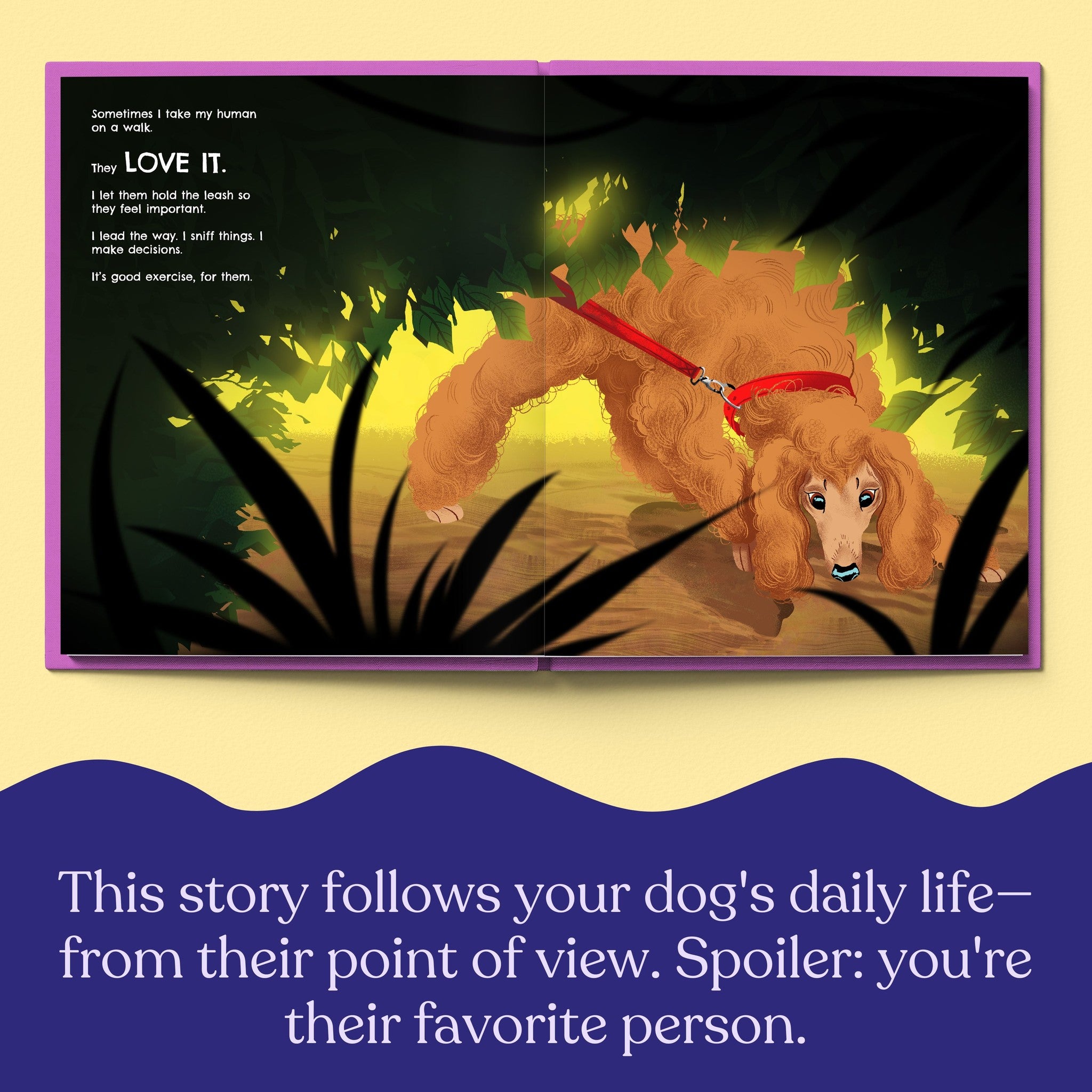 Inside page from The Life of Your Dog, a personalized illustrated adventure book