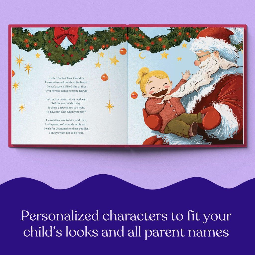 Inside page from First Christmas as Grandma, a personalized holiday storybook