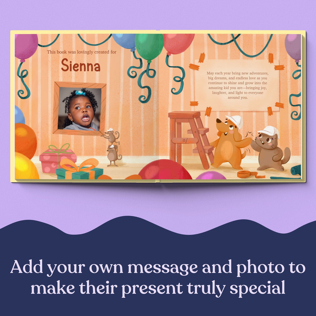 Inside page from Happy Birthday! (Ages 1-9), a personalized milestone keepsake book