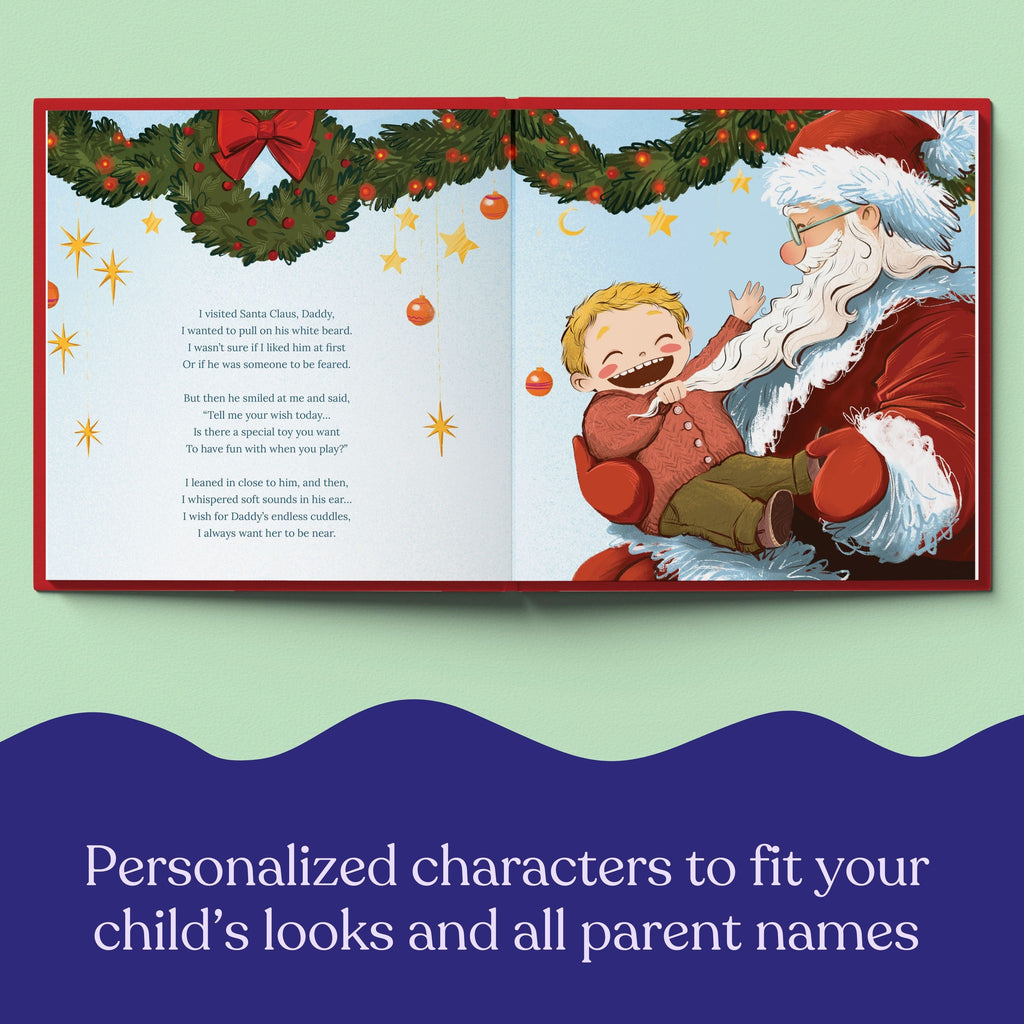 Inside page from On Our First Christmas Daddy, a personalized holiday storybook