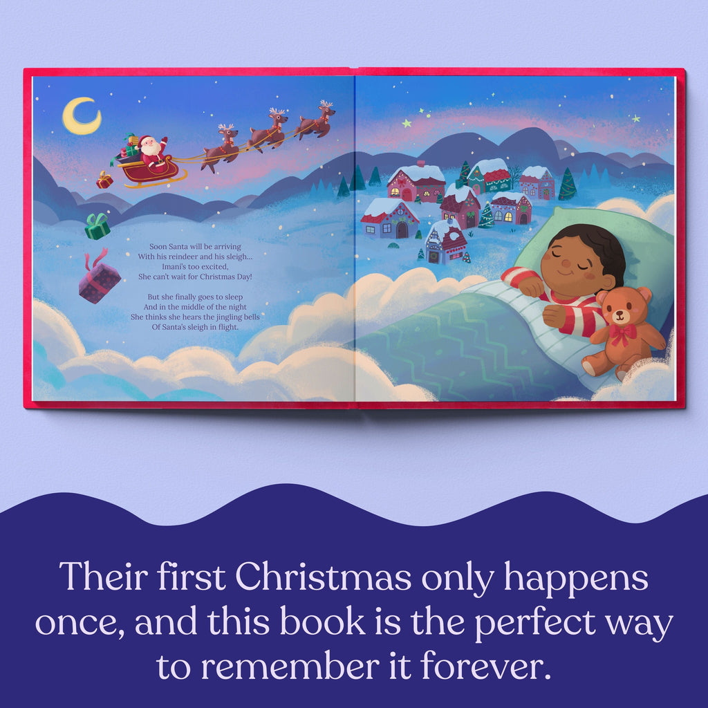 Inside page from Baby's First Christmas, a personalized holiday storybook