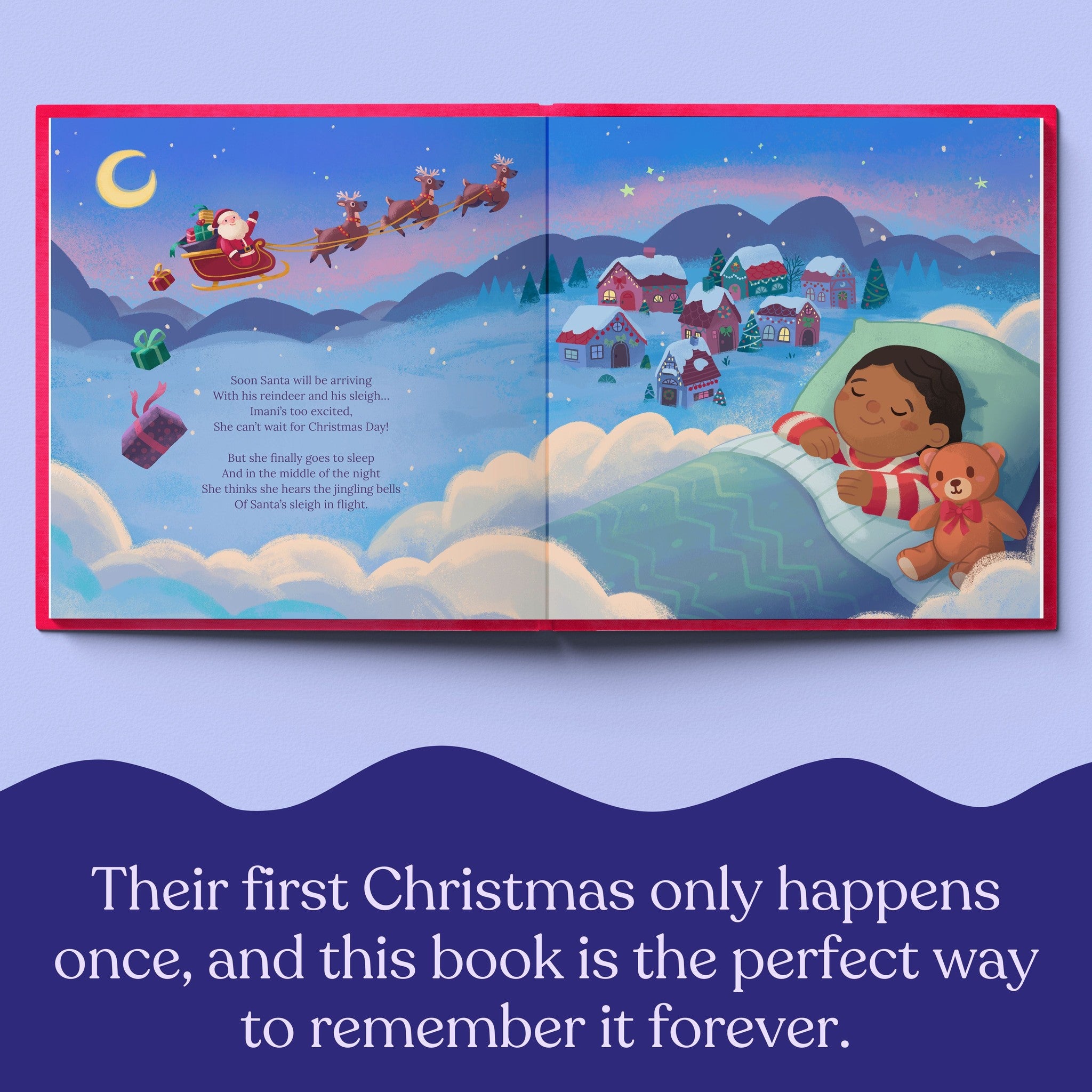 Inside page from Baby's First Christmas, a personalized holiday storybook