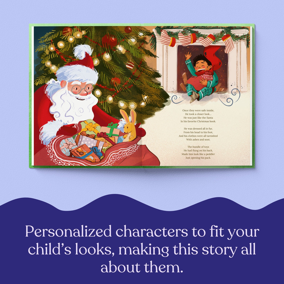 Inside page from The Night Before Christmas, a personalized holiday storybook