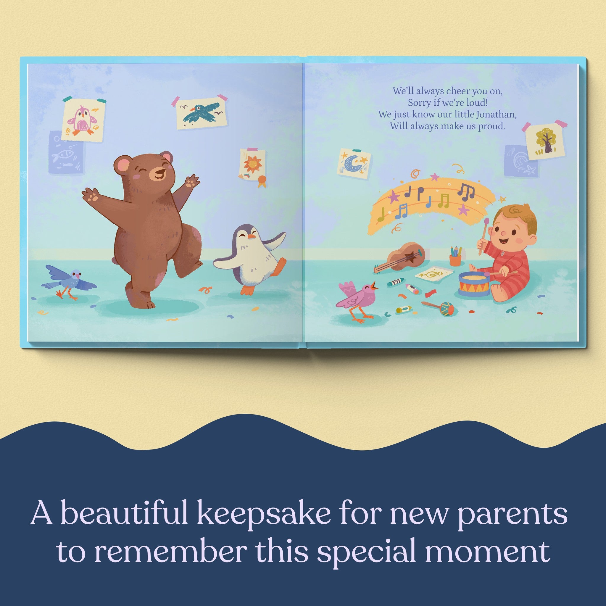 Inside page from New Baby Boy, a personalized milestone keepsake book