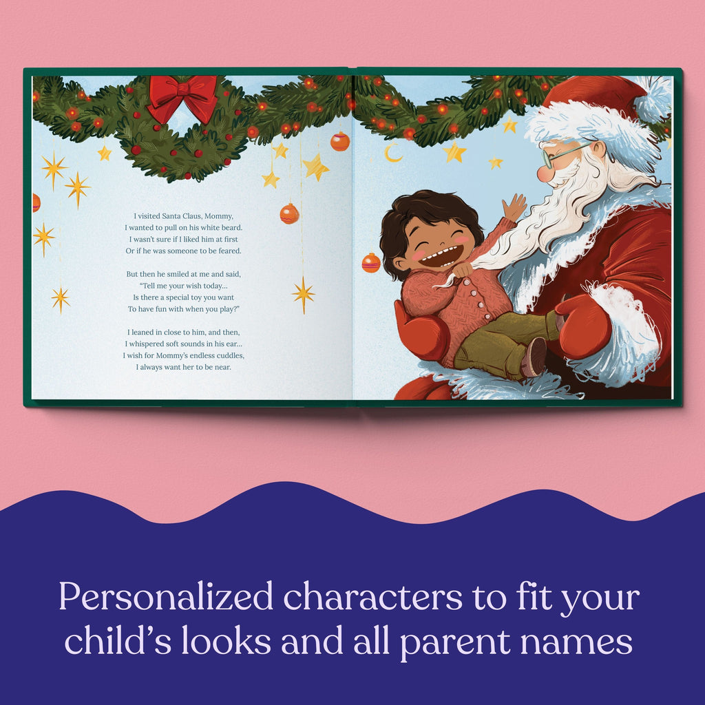 Inside page from On Our First Christmas Mommy, a personalized holiday storybook