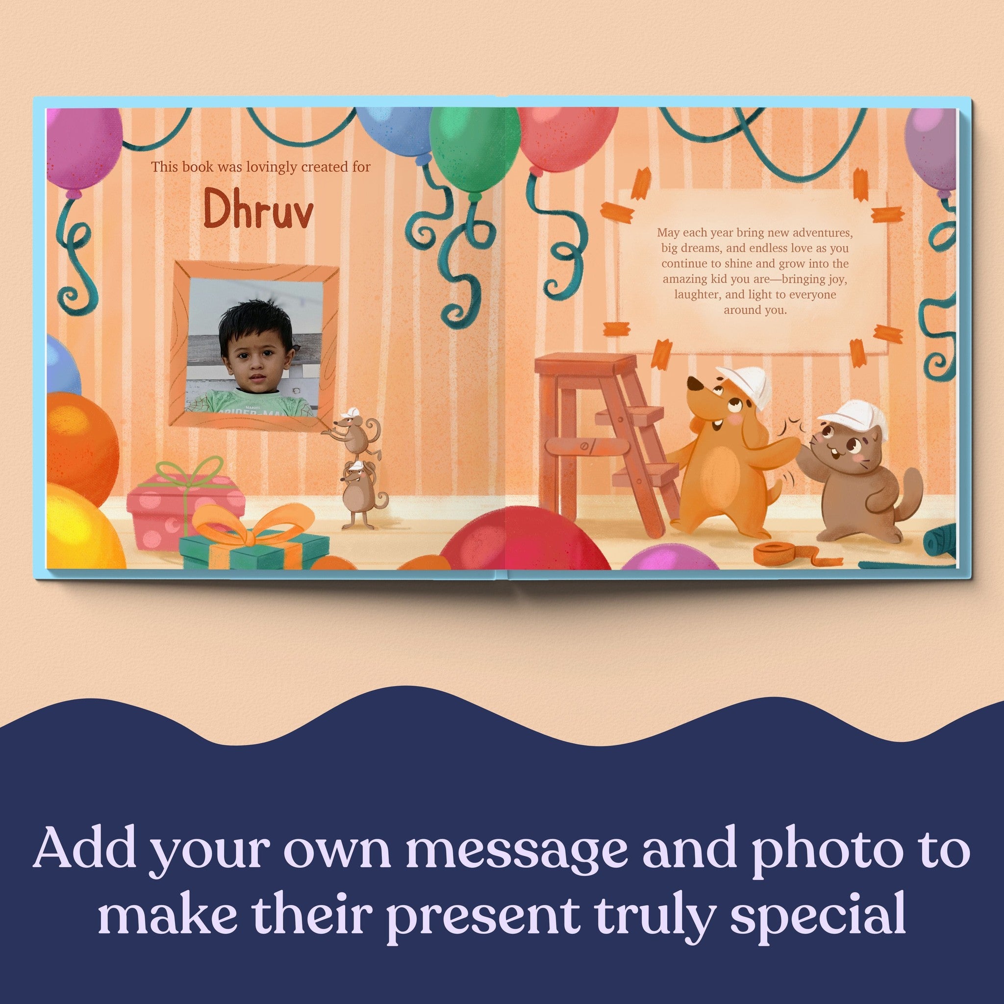 Inside page from Happy Second Birthday!, a personalized milestone keepsake book