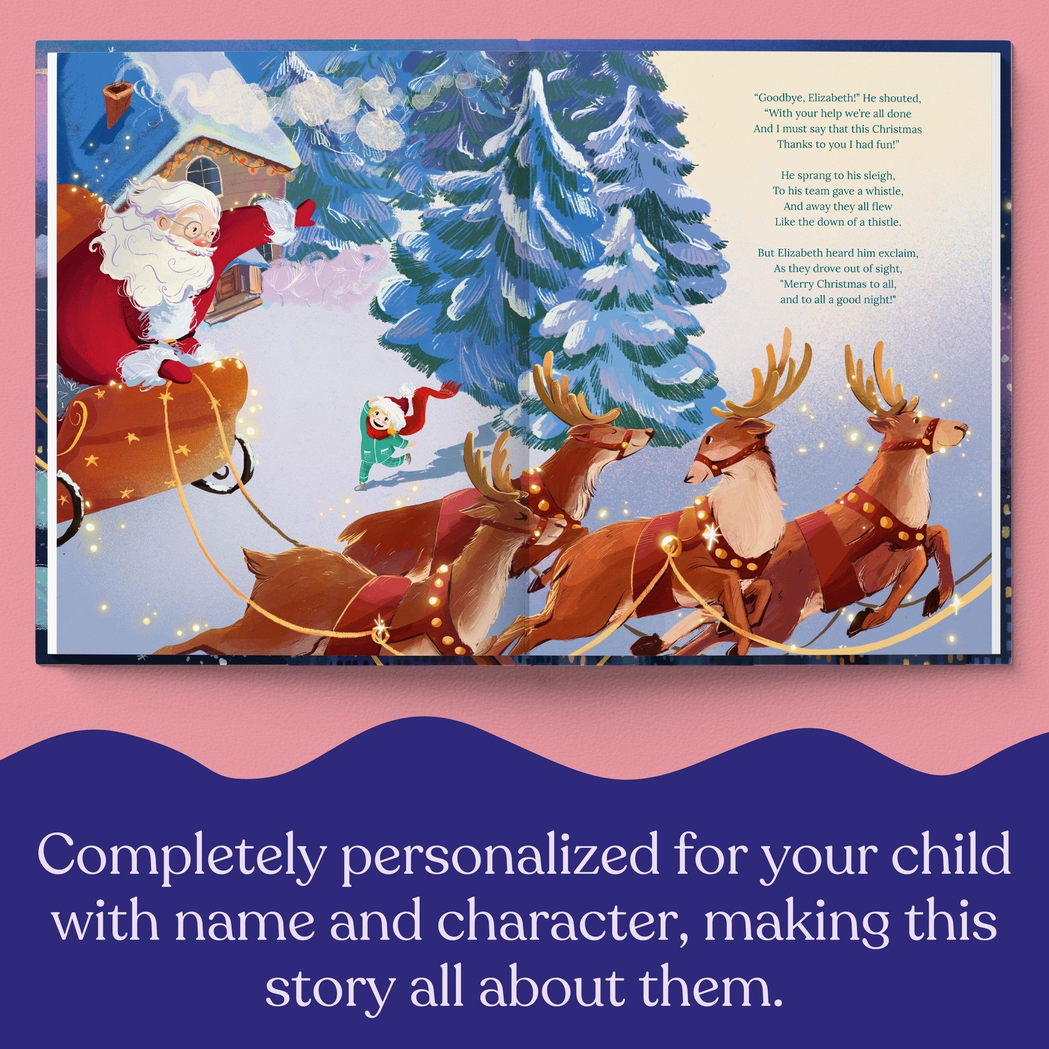 Inside page from The Night Before Christmas, a personalized holiday storybook