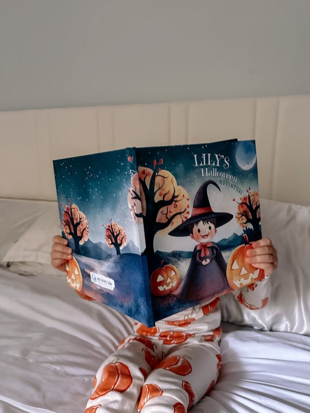 Inside page from Halloween Adventure, a personalized holiday storybook
