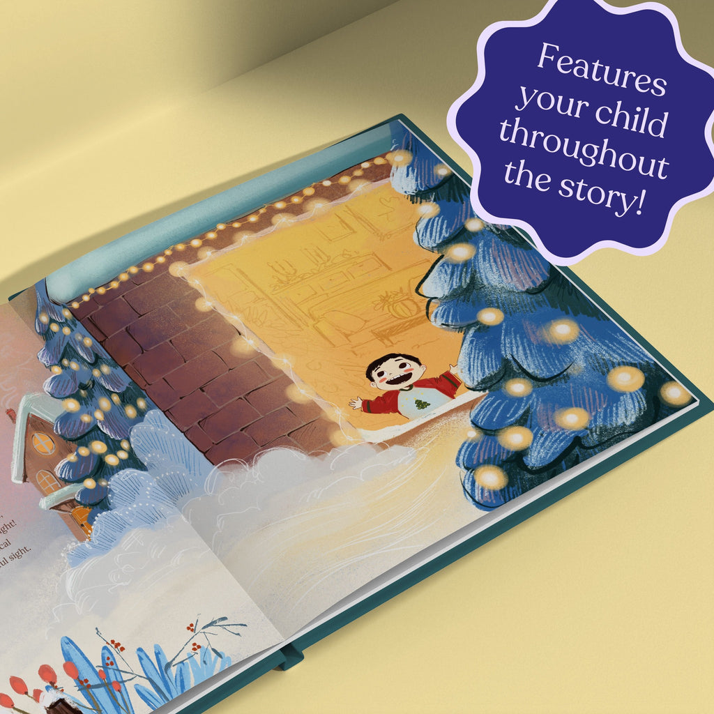 Inside page from On Our First Christmas Grandpa, a personalized holiday storybook
