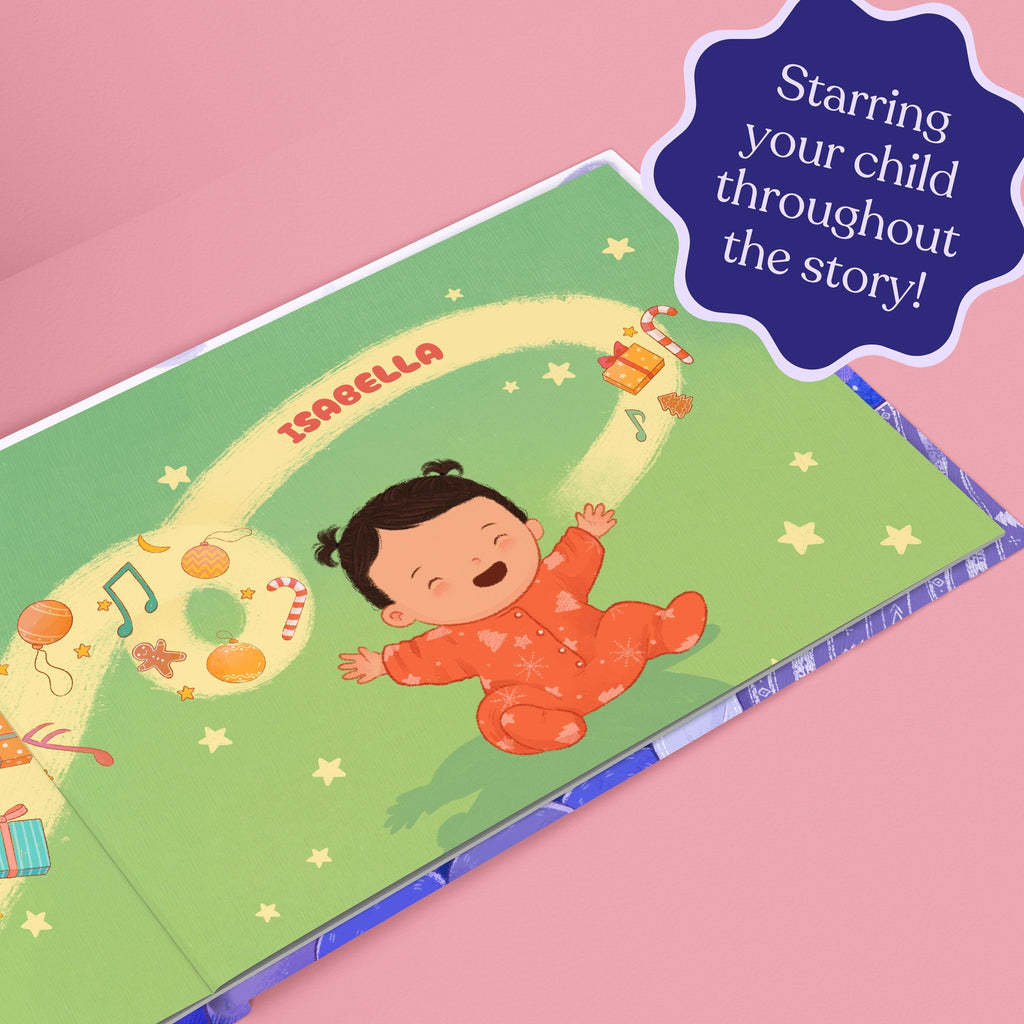 Inside page from Your First Night Before Christmas, a personalized holiday storybook